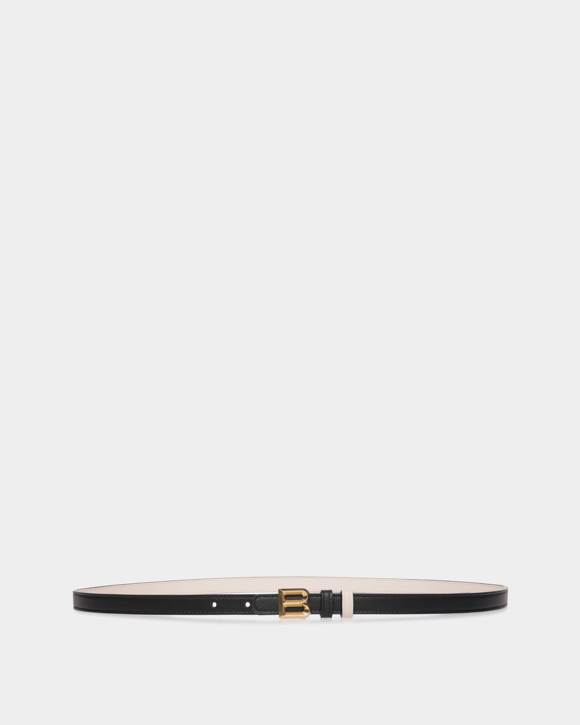 Ceinture B Bold 15 mm Réversible En Cuir Noir Et Blanc - Femme - Bally - 01