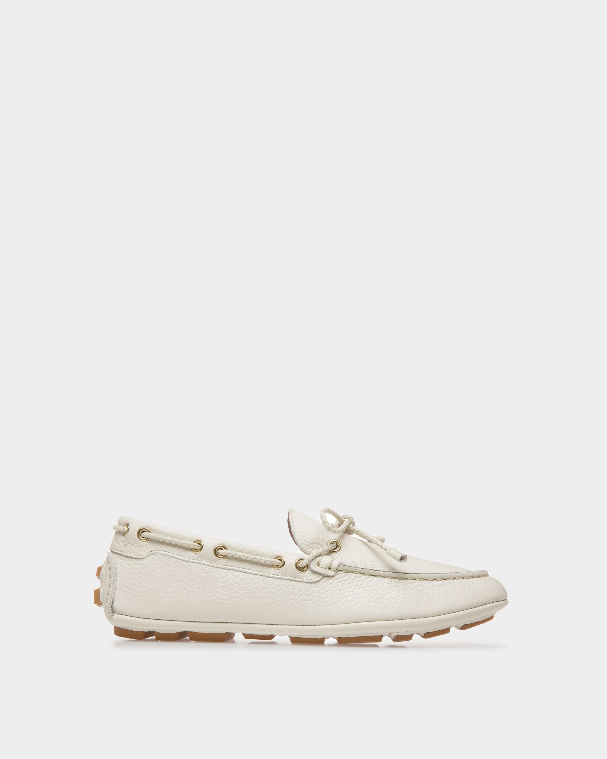 Mocassins Driver Kerbs En Cuir Blanc Poussière - Femme - Bally - 01
