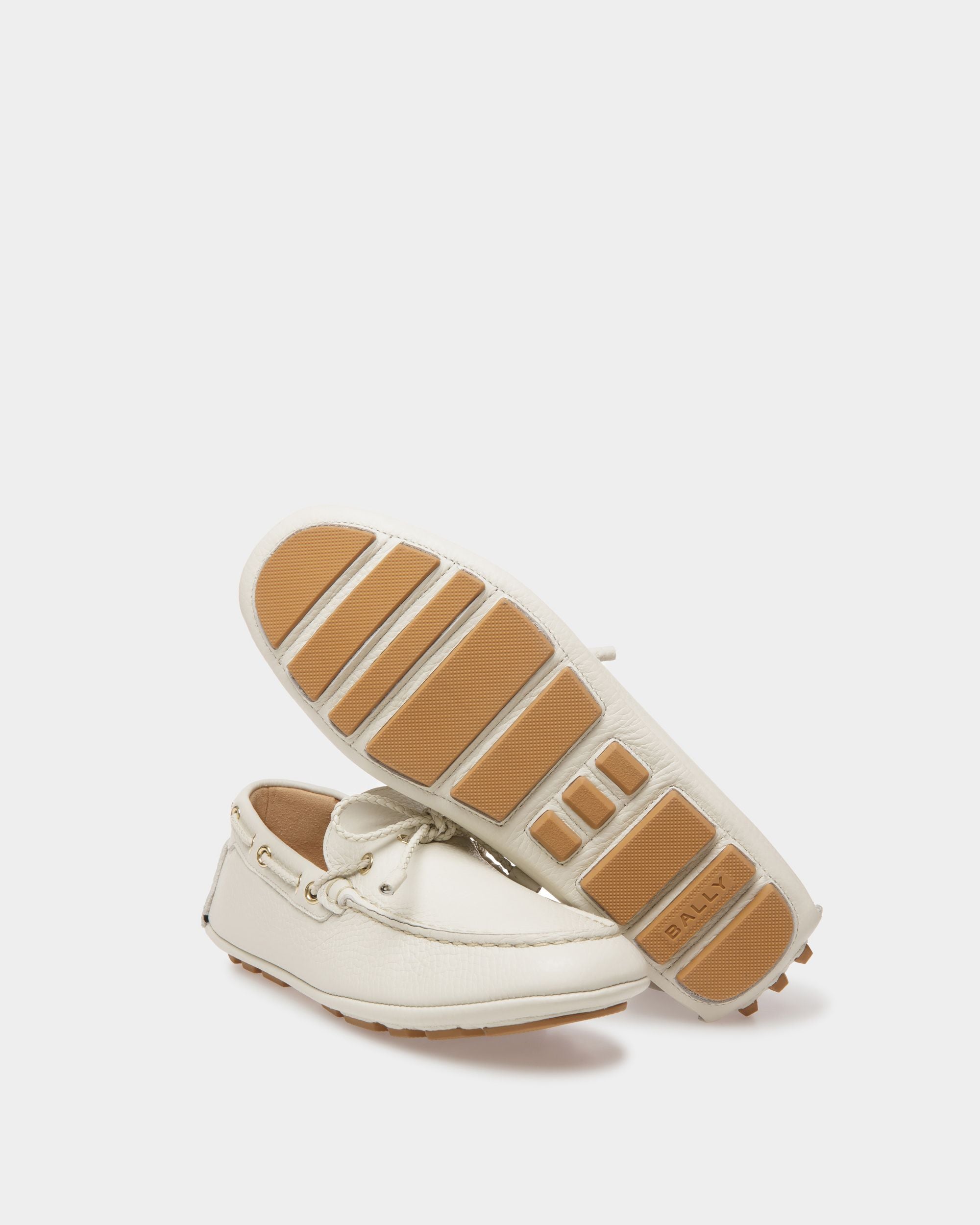 Mocassins Driver Kerbs En Cuir Blanc Poussière - Femme - Bally - 04