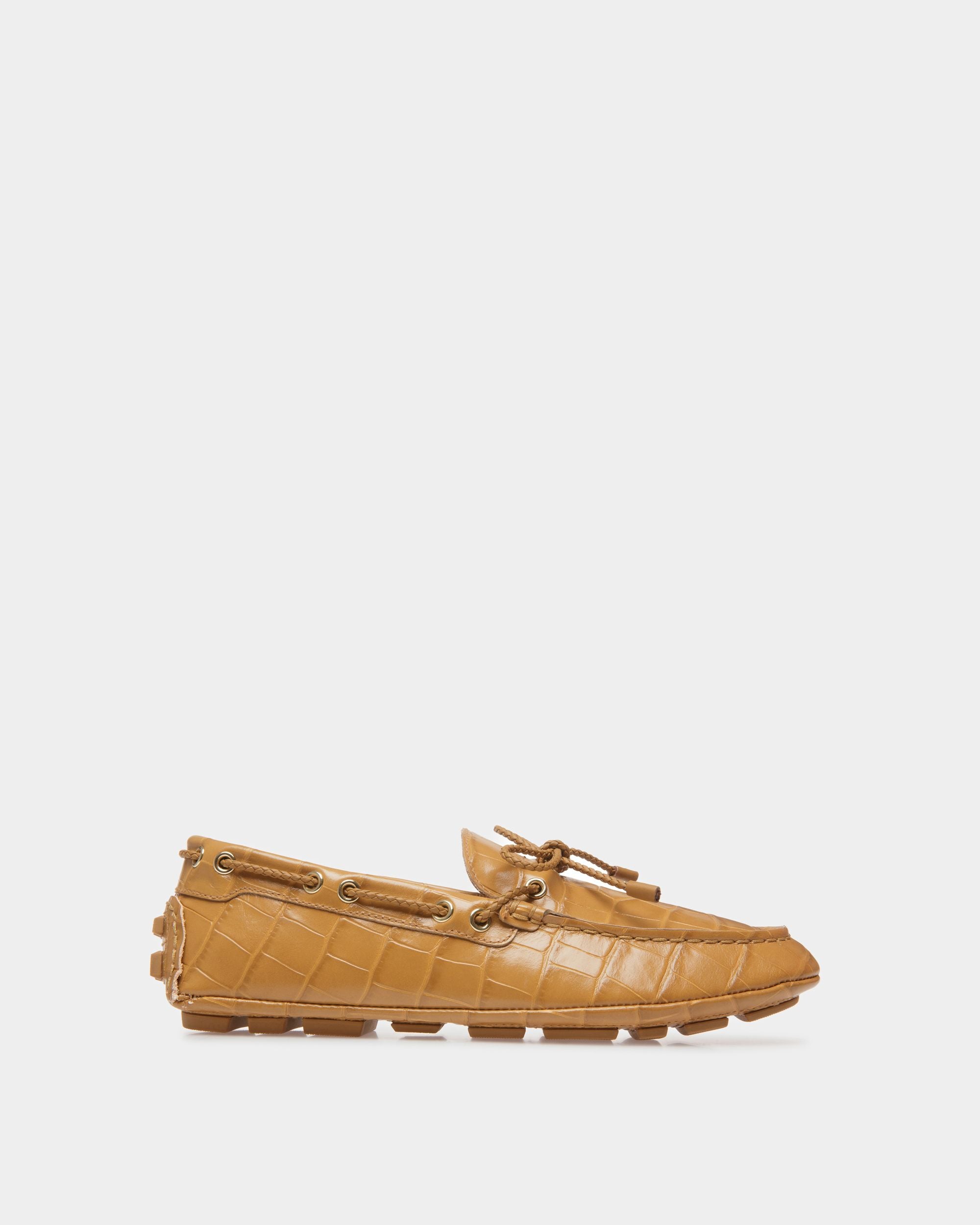 Mocassins Driver Kerbs En Cuir Couleur Sable - Femme - Bally - 01