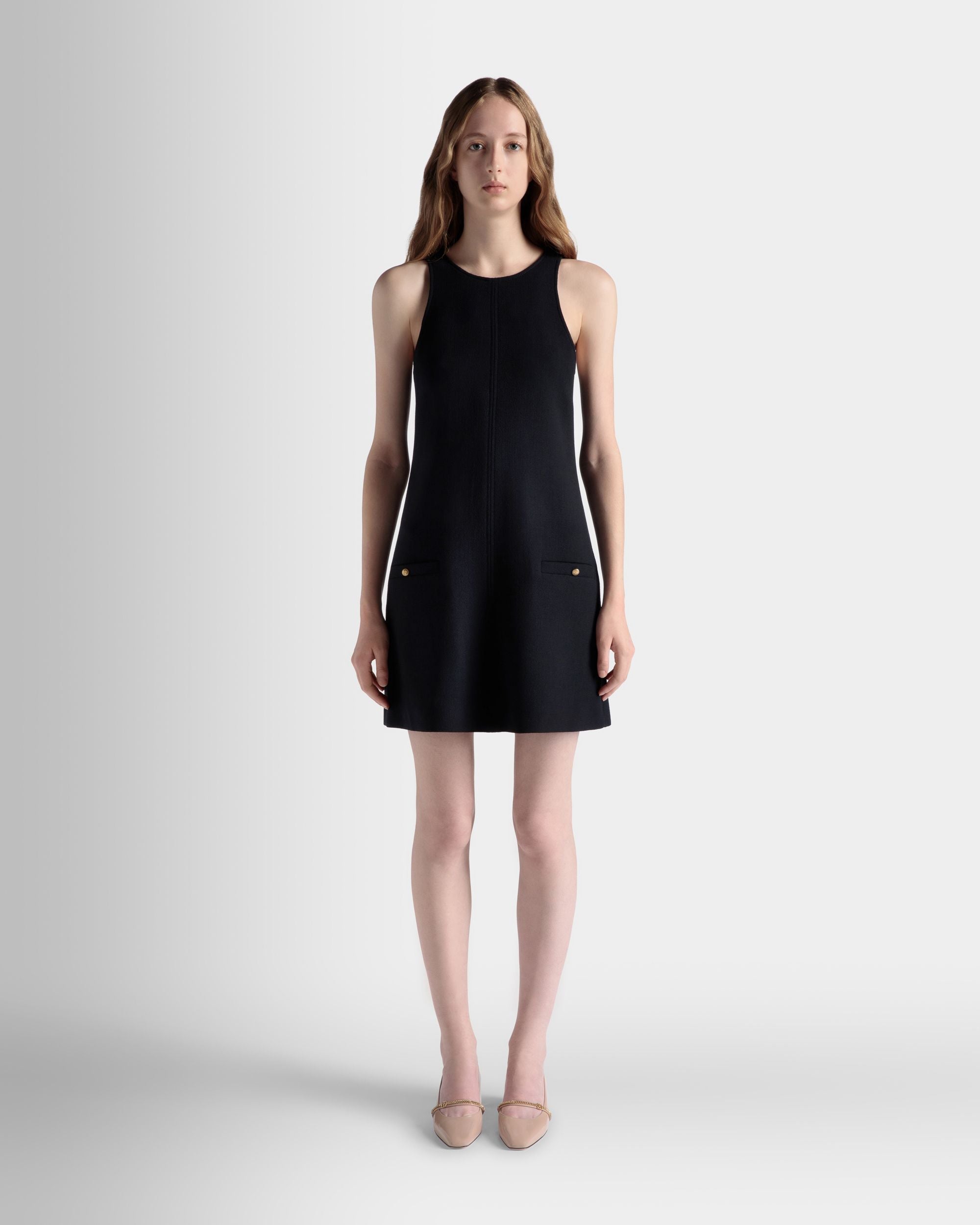 Mini Robe Évasée En Laine Navy Blue - Femme - Bally - 02