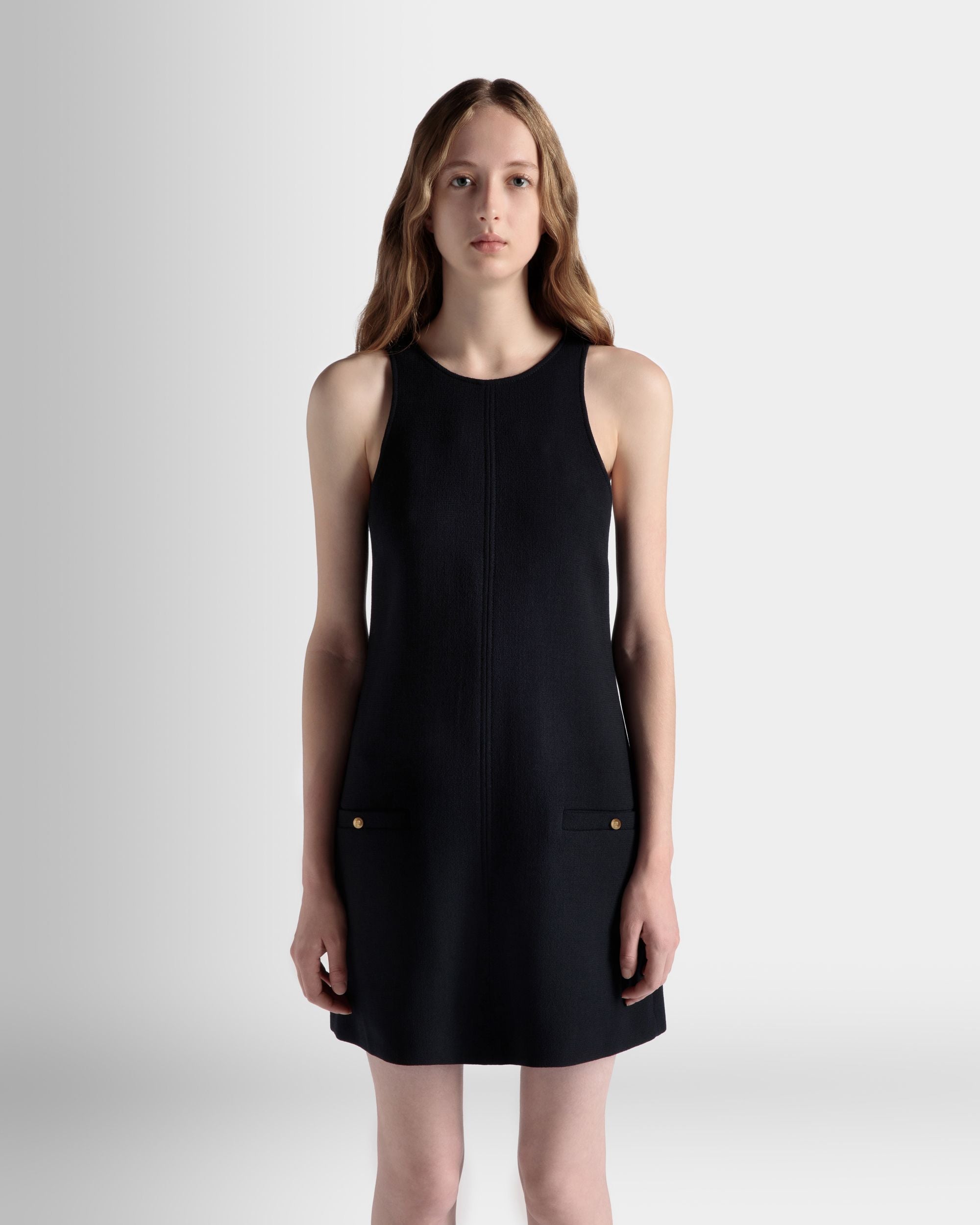 Mini Robe Évasée En Laine Navy Blue - Femme - Bally - 03