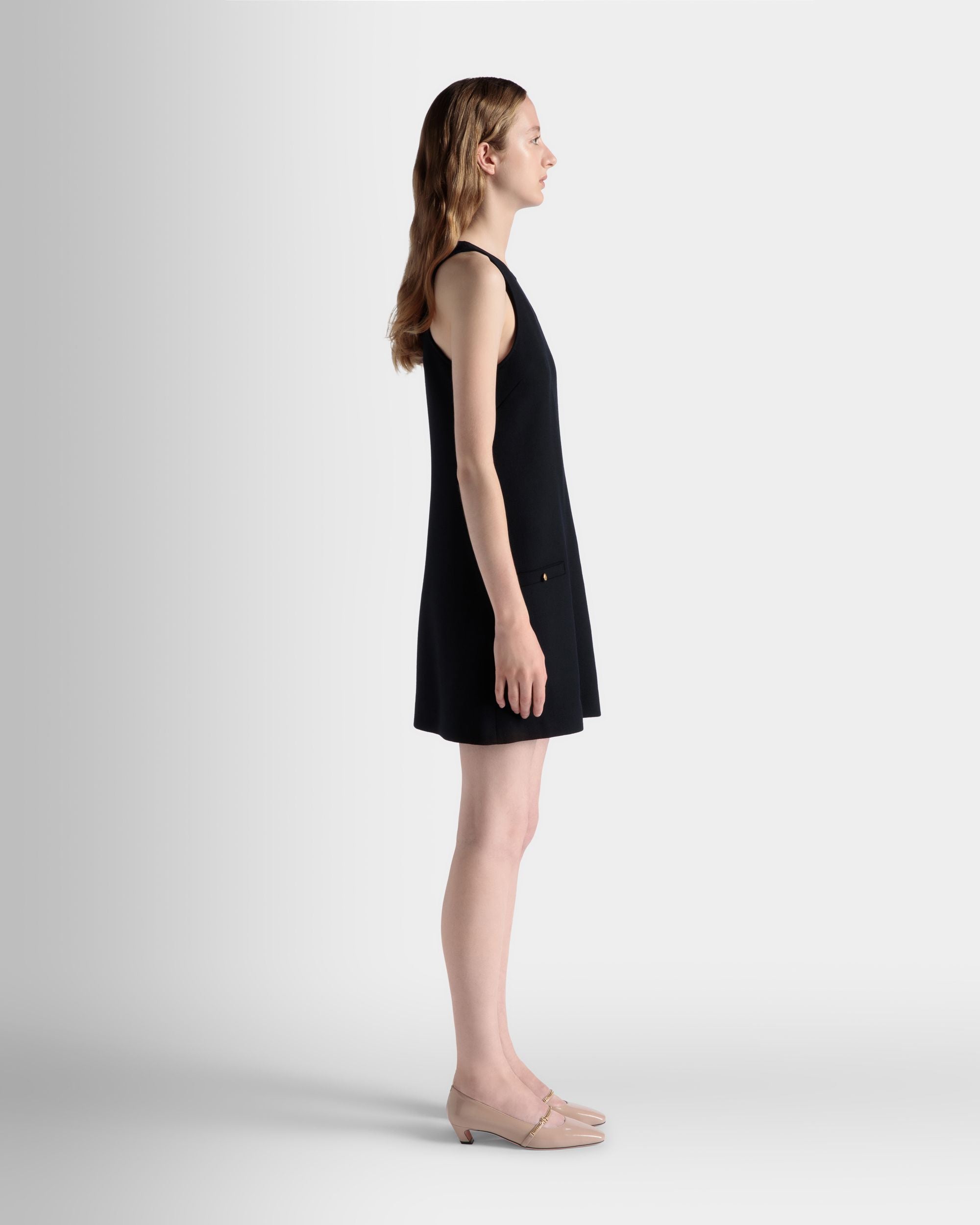 Mini Robe Évasée En Laine Navy Blue - Femme - Bally - 05