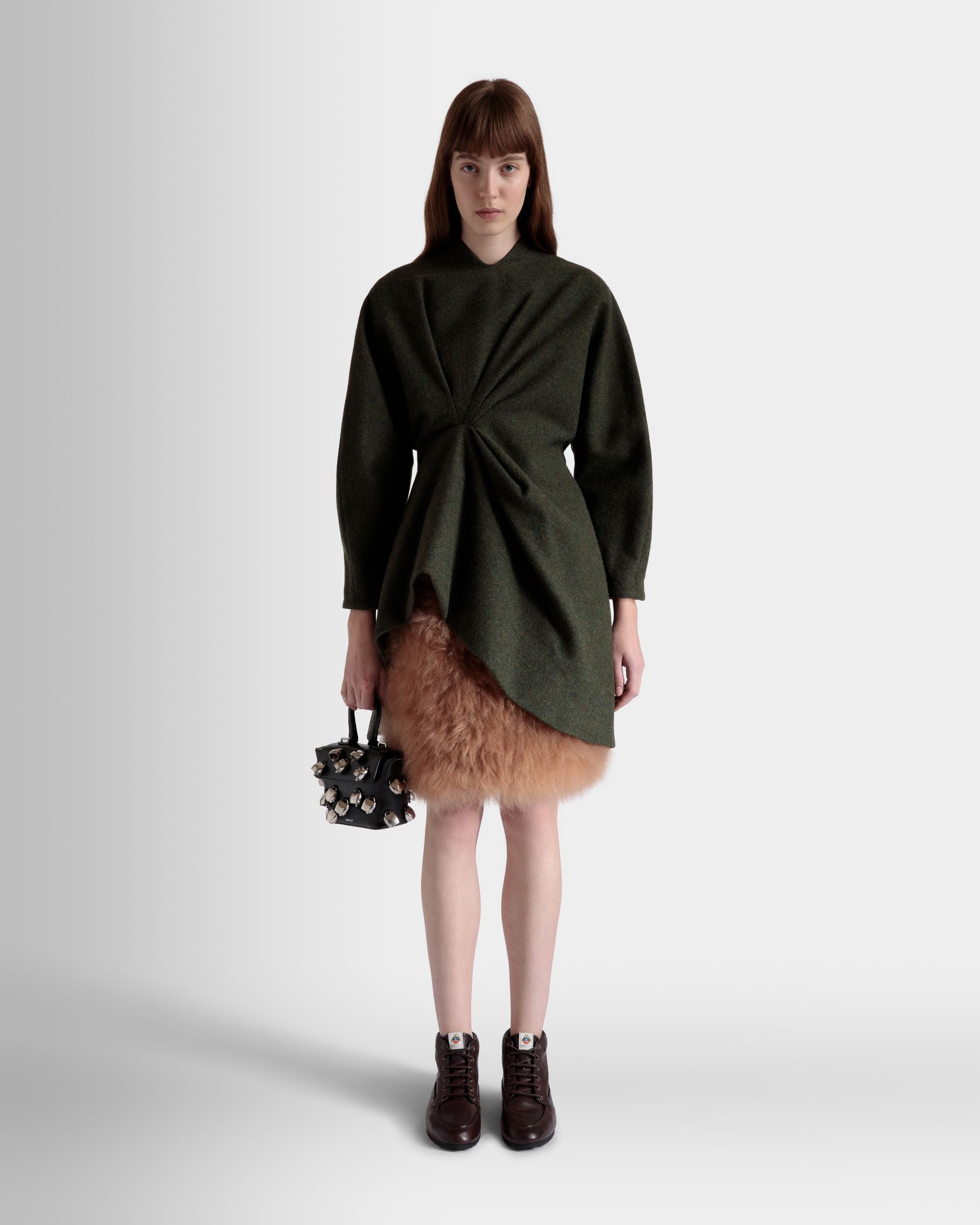 Robe Asymétrique En Laine Dark Green - Femme - Bally - 02
