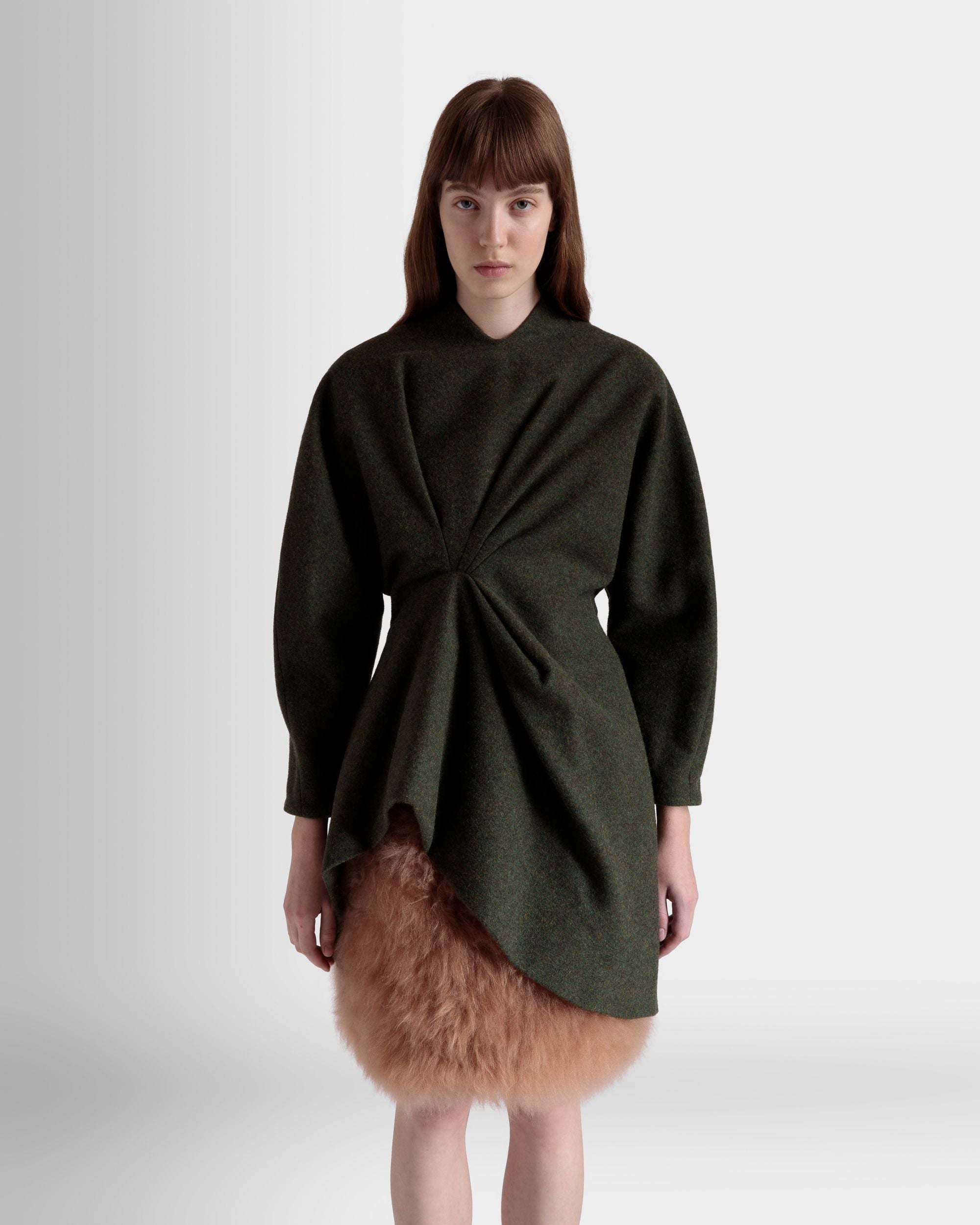 Robe Asymétrique En Laine Dark Green - Femme - Bally - 03