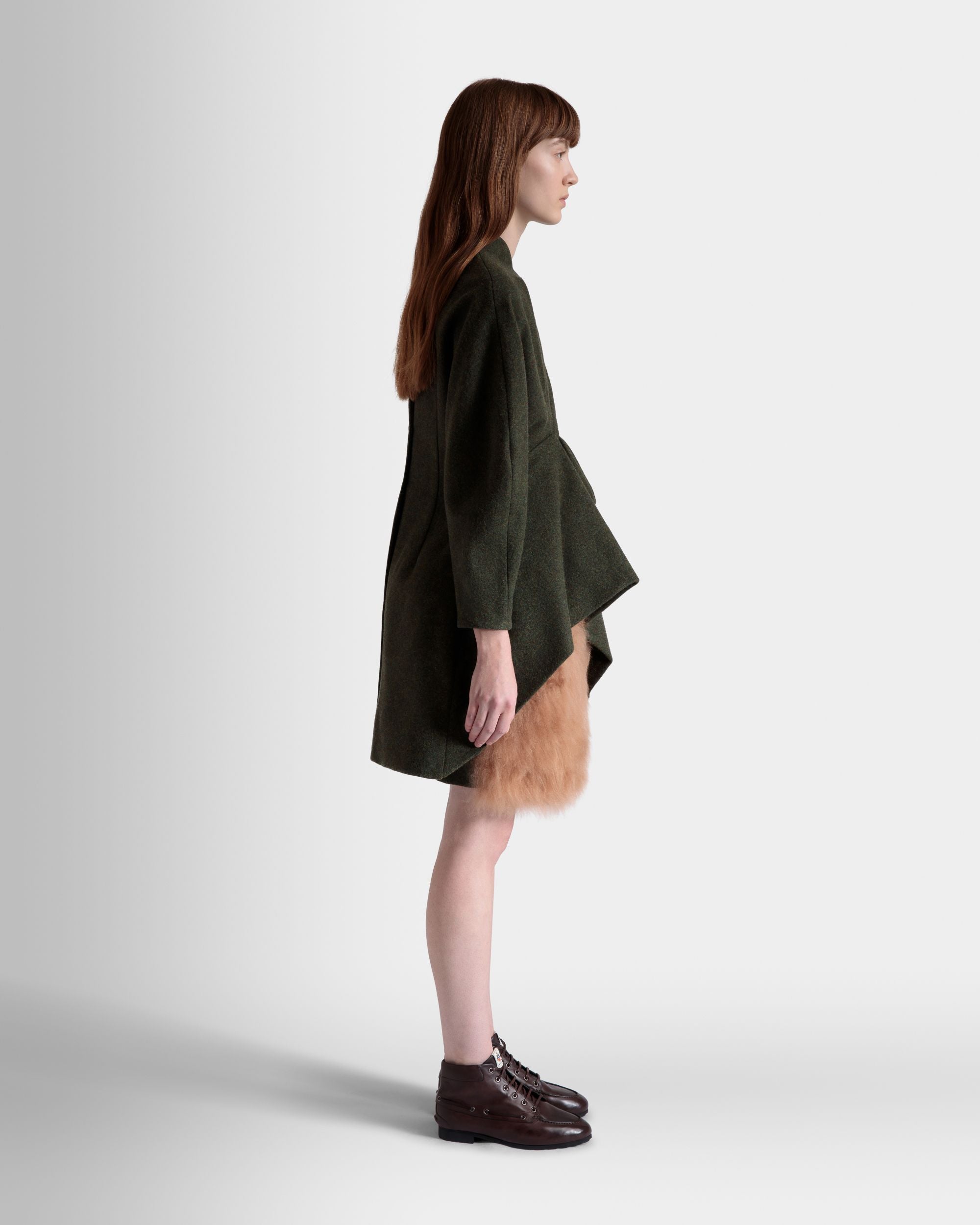 Robe Asymétrique En Laine Dark Green - Femme - Bally - 05