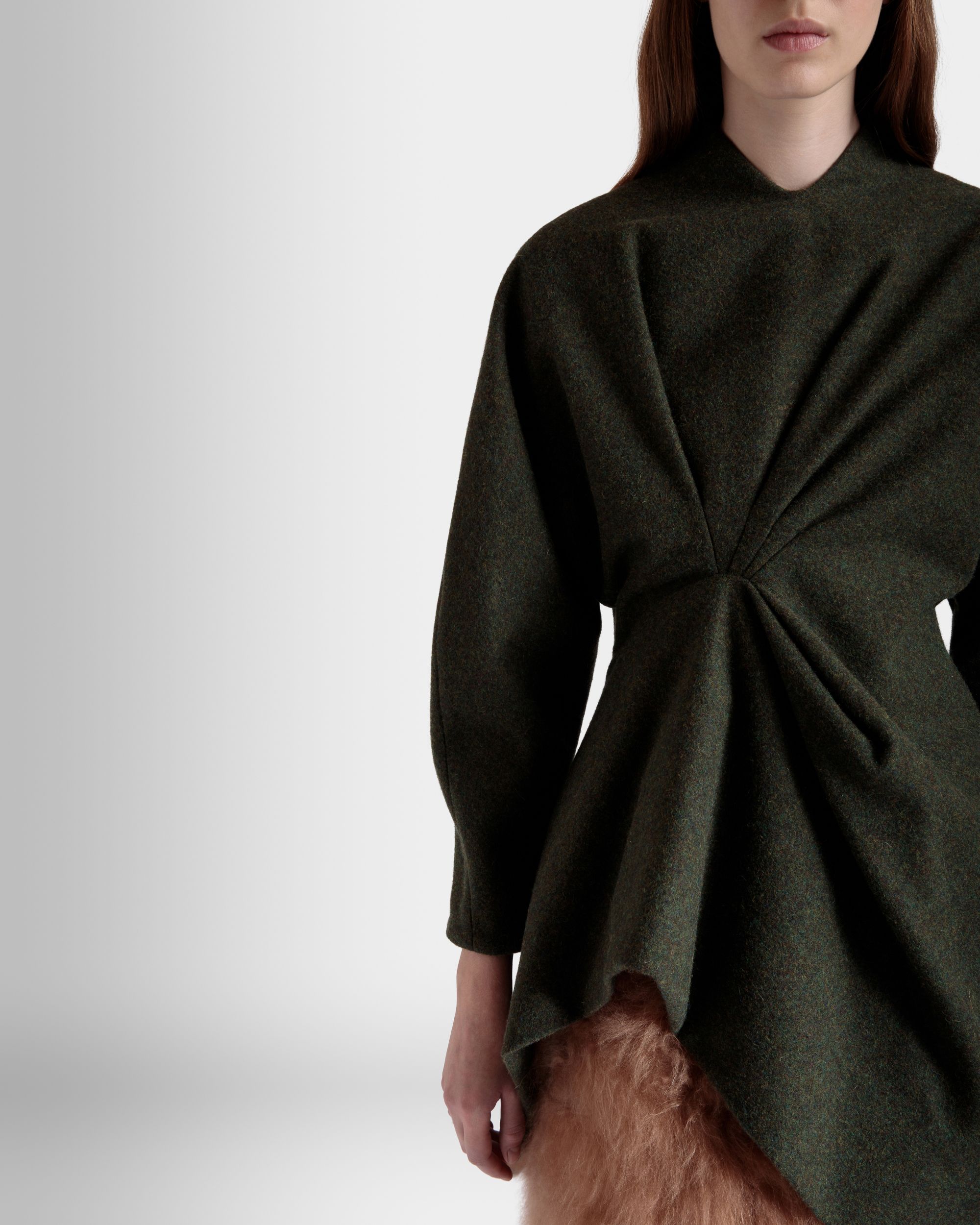 Robe Asymétrique En Laine Dark Green - Femme - Bally - 08