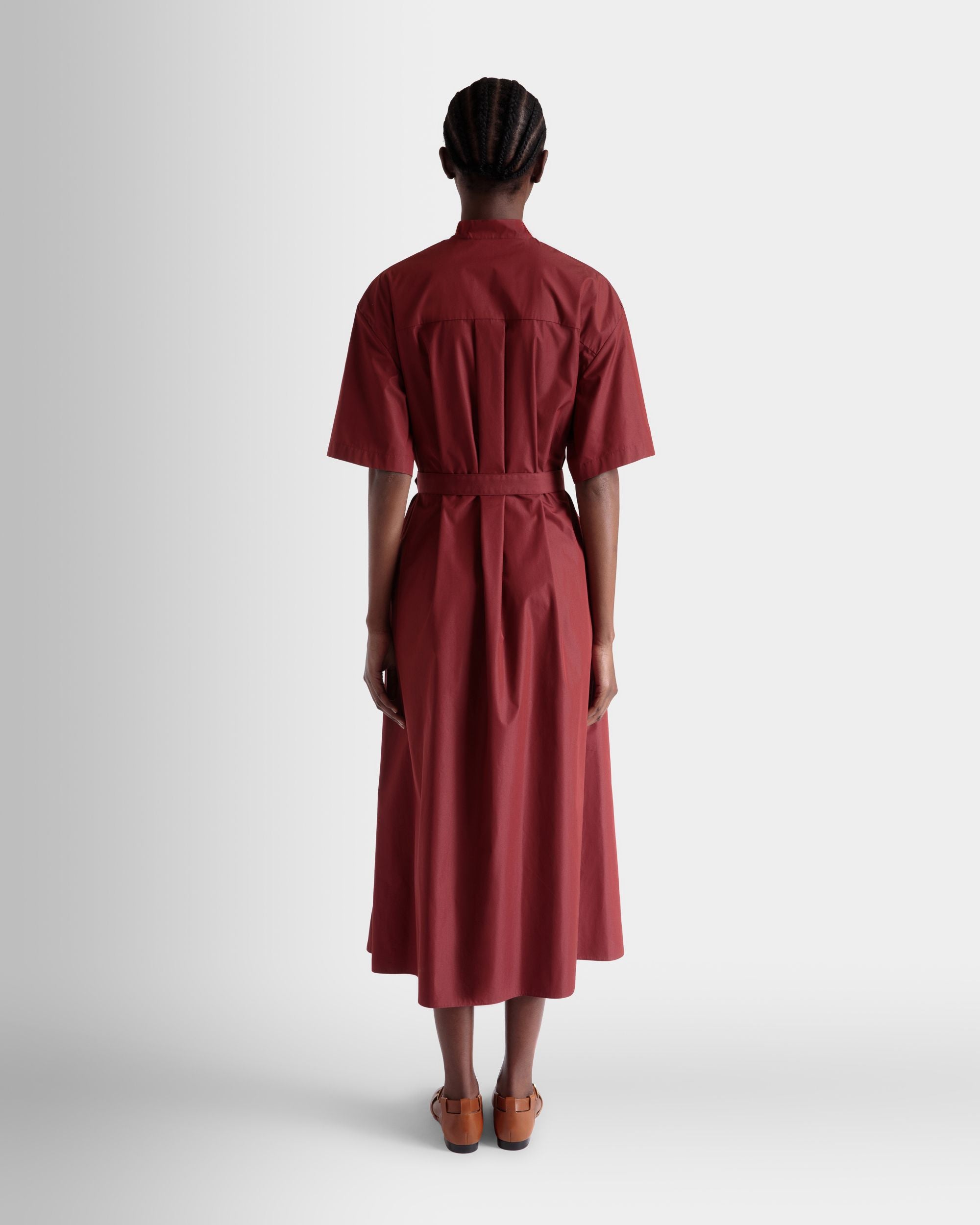 Robe Ceinturée En Popeline De Coton Mélangée Heritage Red - Femme - Bally - 06