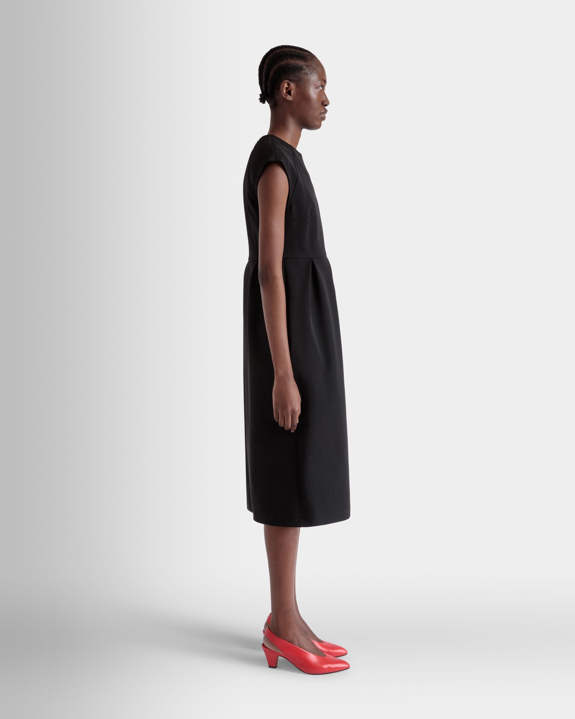 Robe Midi En Gabardine De Nylon Noire - Femme - Bally - 05