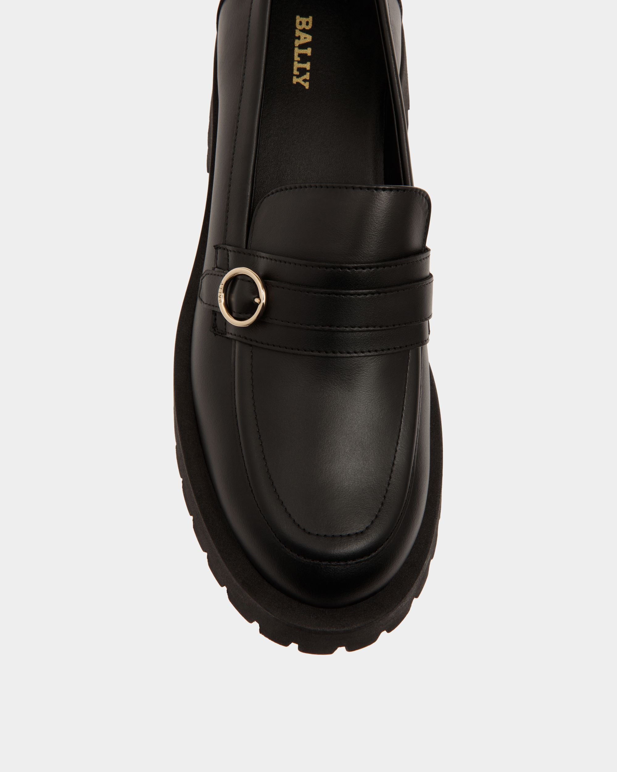 Moccassin In Black Leather - Femme - Bally - 05