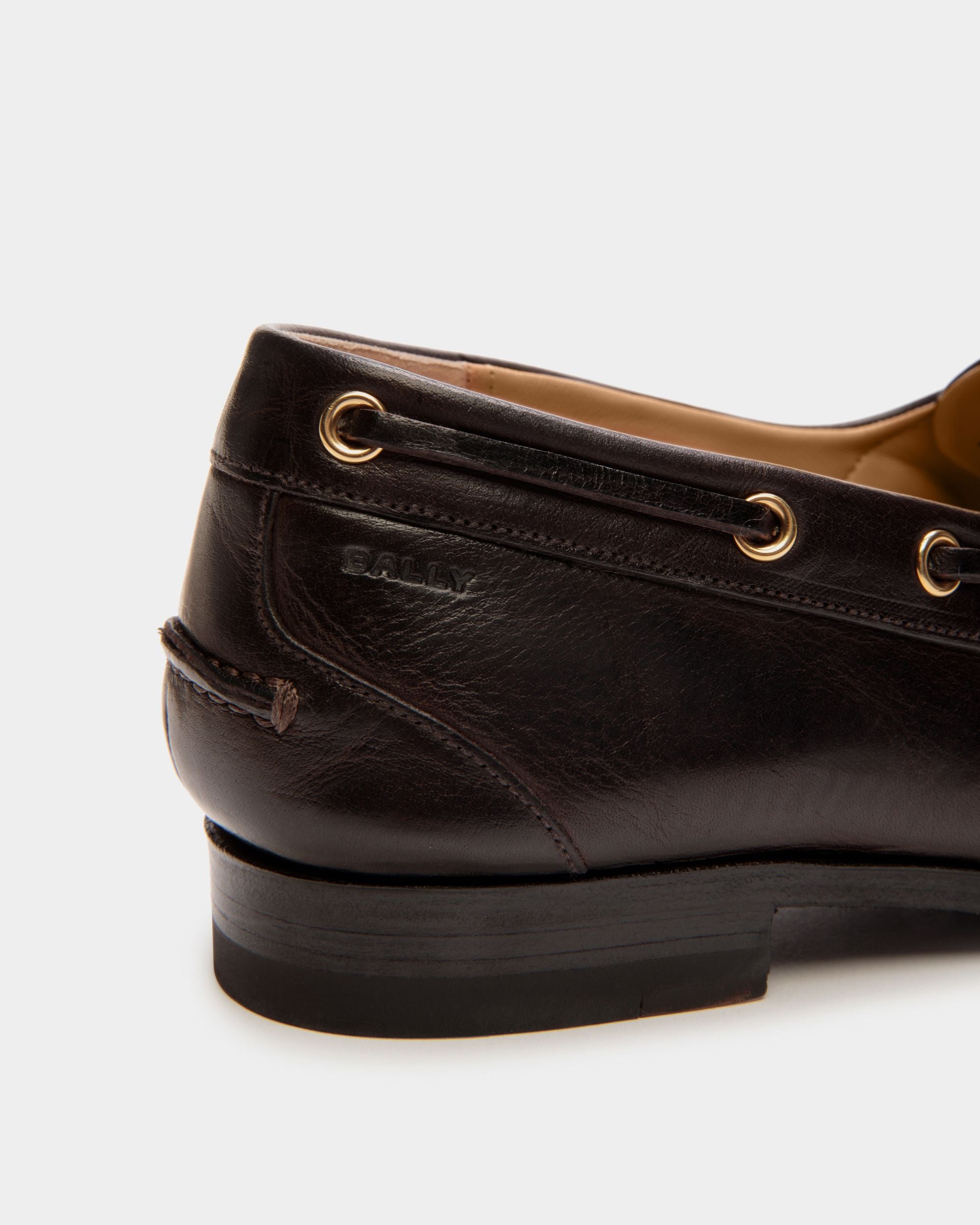 Mocassin Plume En Cuir Marron Foncé - Femme - Bally - 05