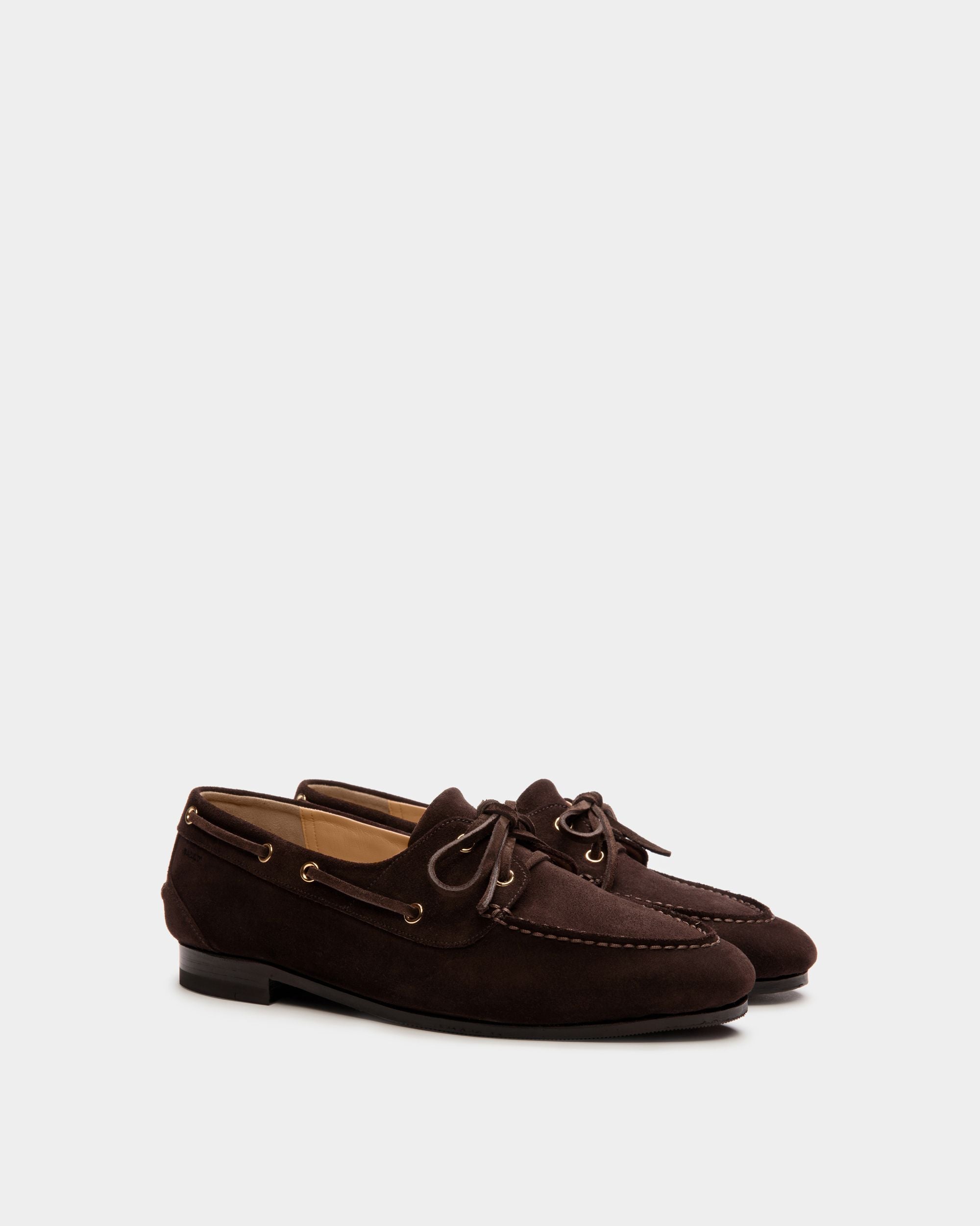 Mocassin Plume En Daim Marron Foncé - Femme - Bally - 03