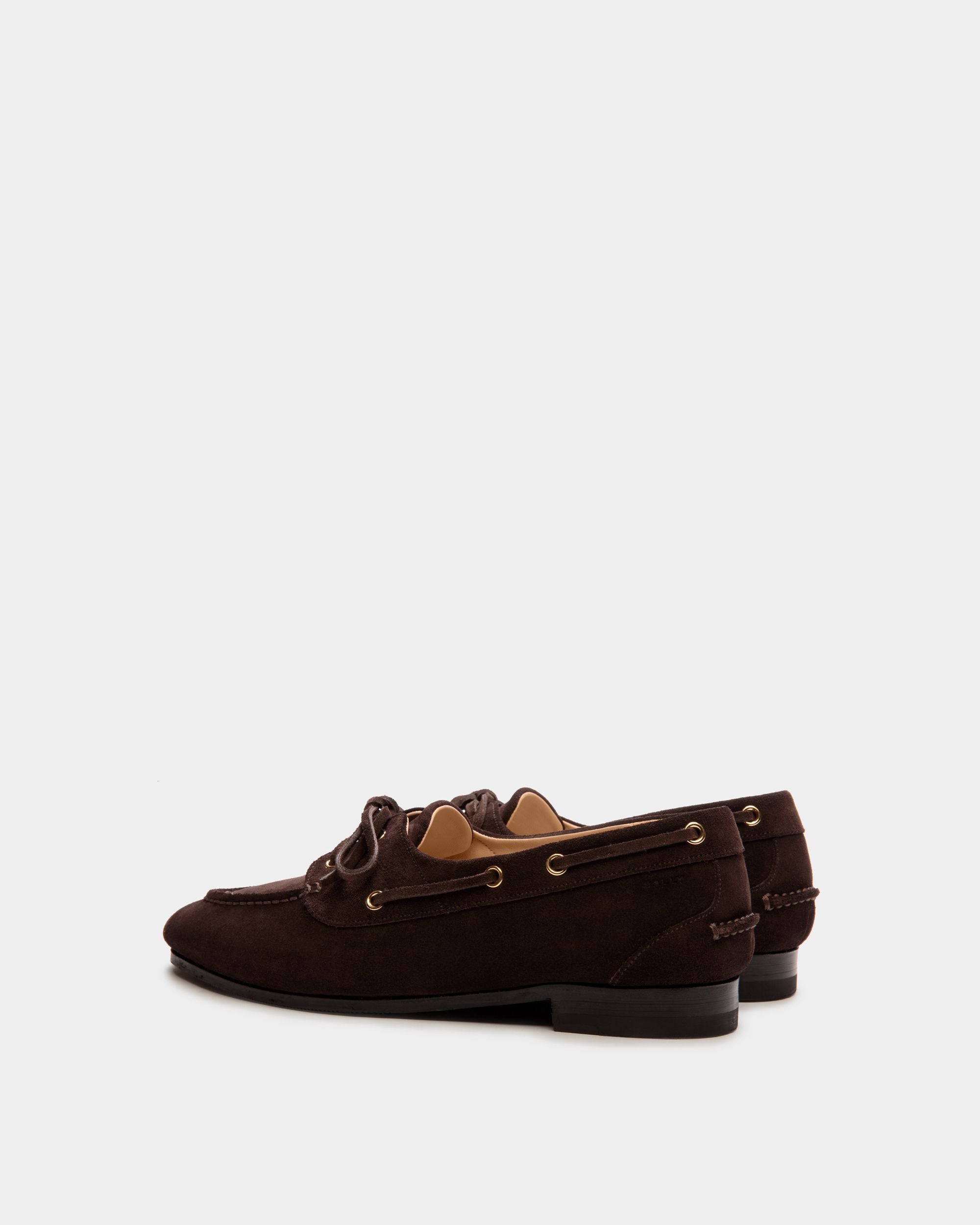 Mocassin Plume En Daim Marron Foncé - Femme - Bally - 04