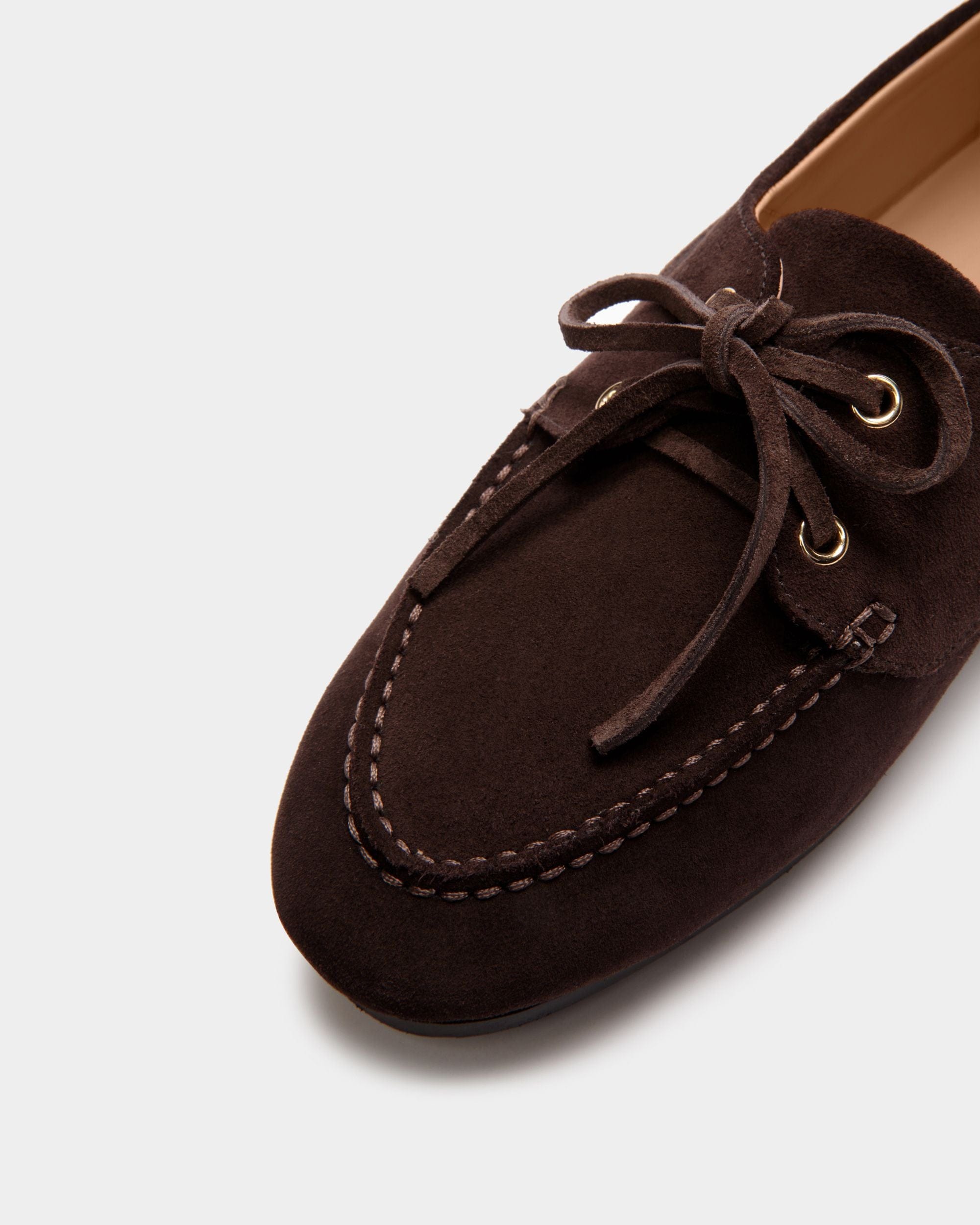 Mocassin Plume En Daim Marron Foncé - Femme - Bally - 05