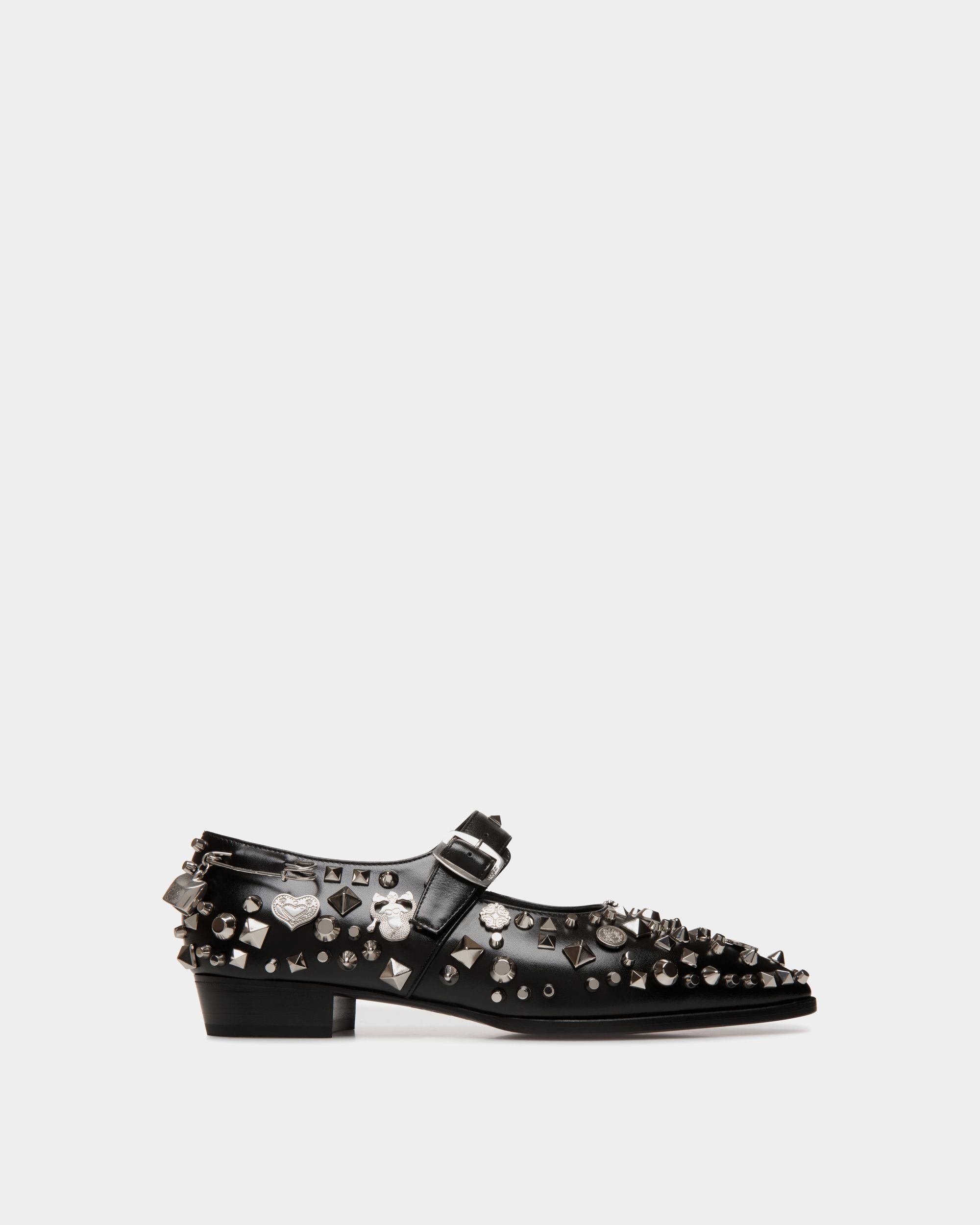 Glendale Mary-Jane In Black Leather with Studs - Femme - Bally - 01