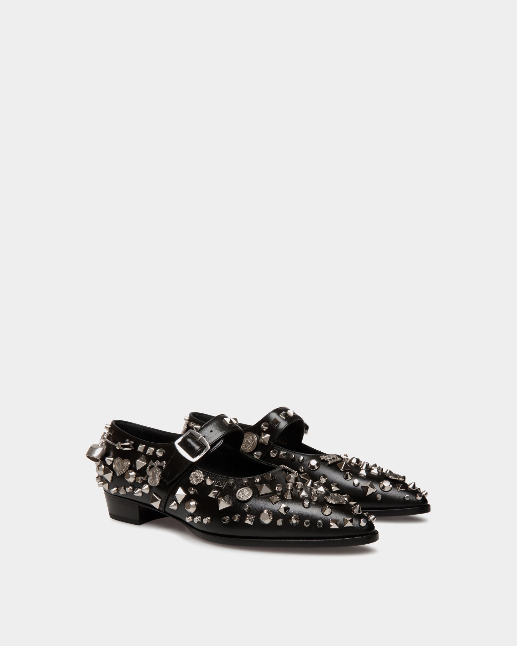 Glendale Mary-Jane In Black Leather with Studs - Femme - Bally - 03