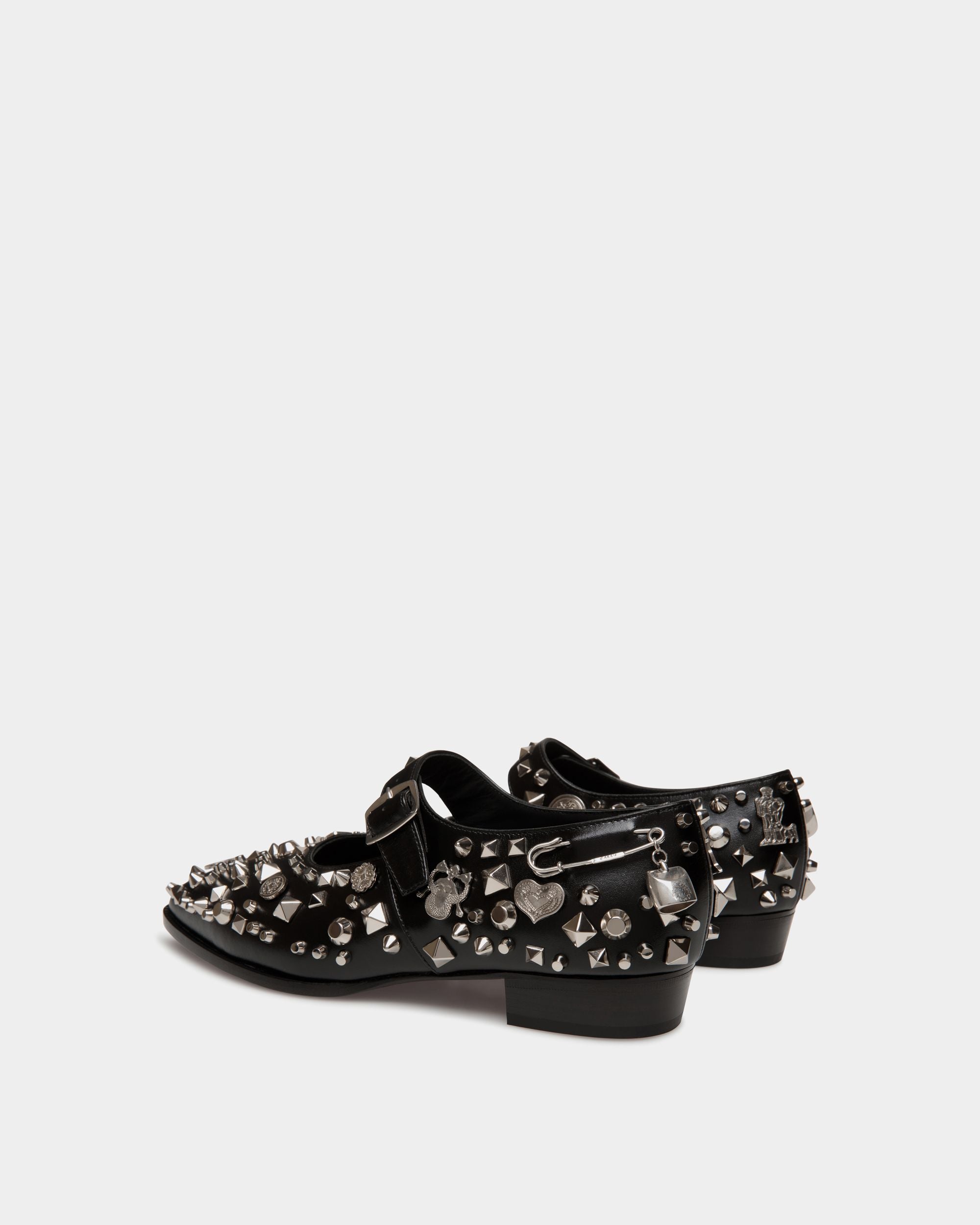 Glendale Mary-Jane In Black Leather with Studs - Femme - Bally - 04