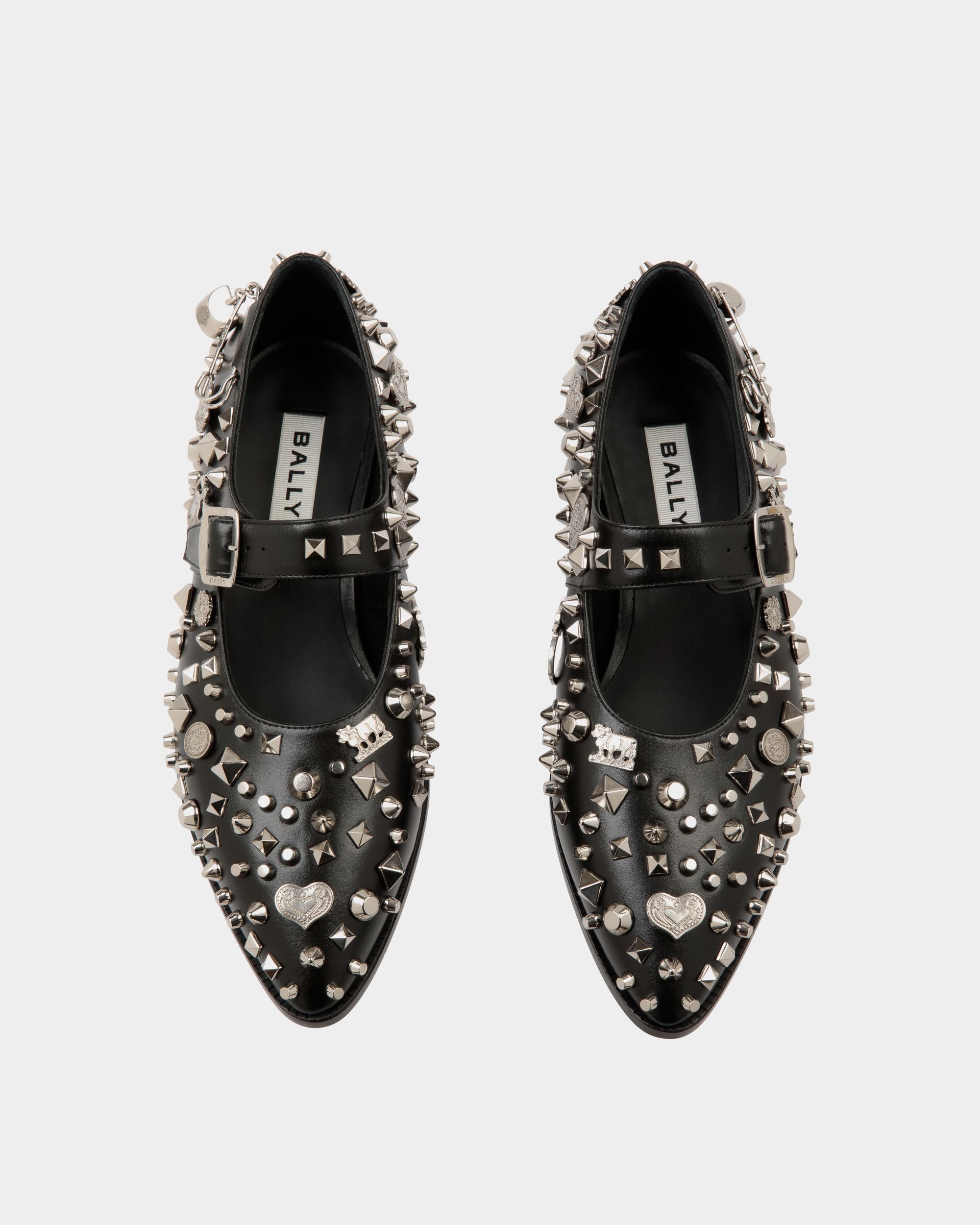Glendale Mary-Jane In Black Leather with Studs - Femme - Bally - 05