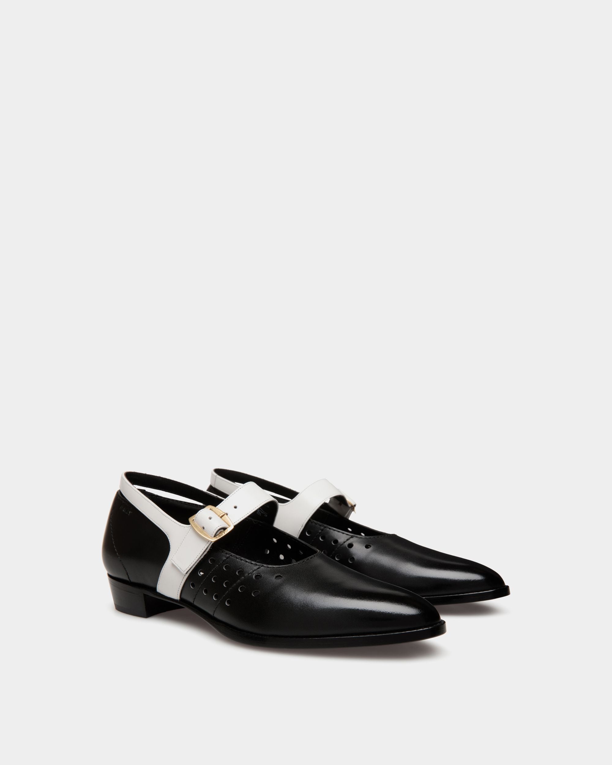 Glendale Mary-Jane In Black and White Leather - Femme - Bally - 03