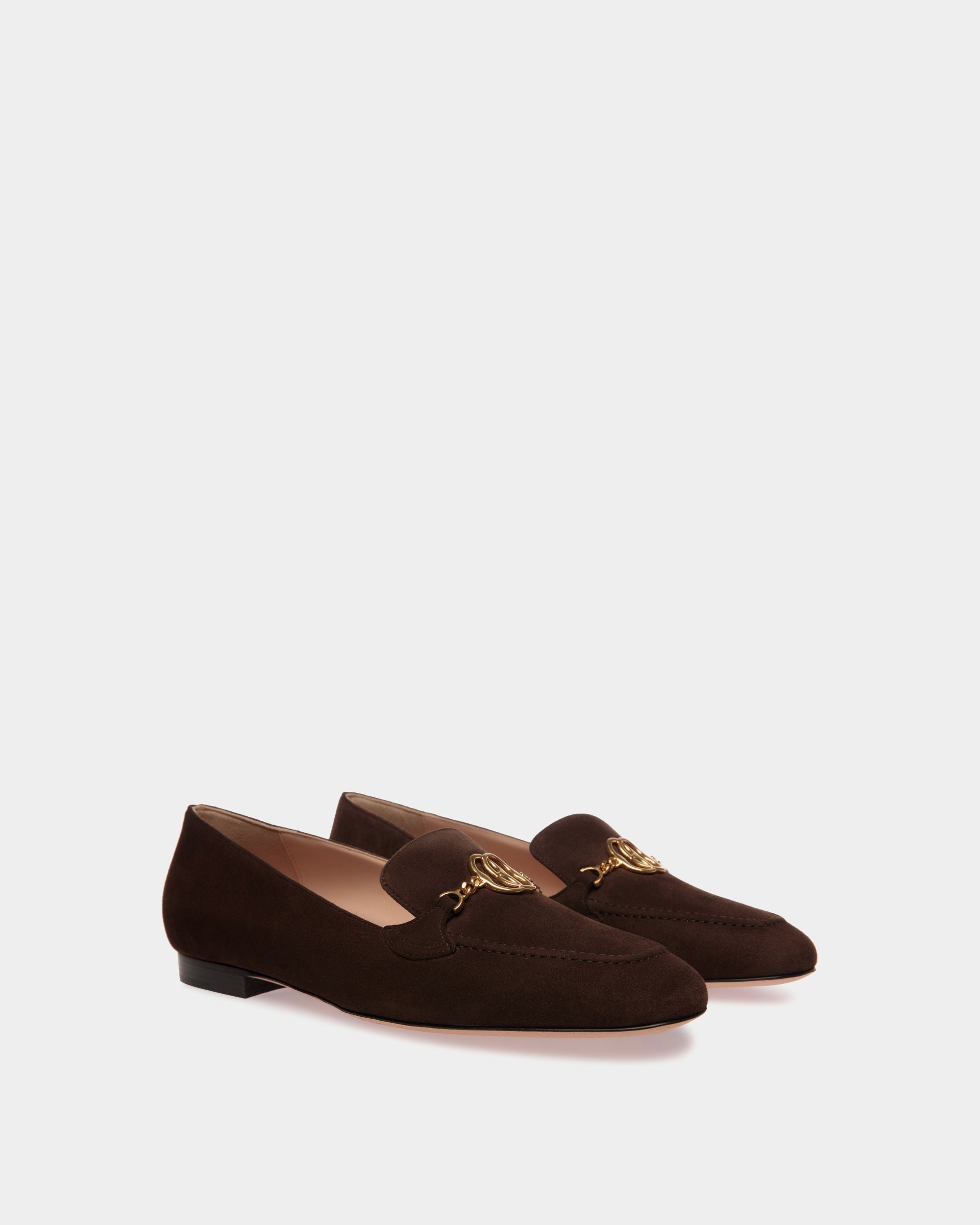 Mocassin Daily Emblem En Daim Ebano - Femme - Bally - 03