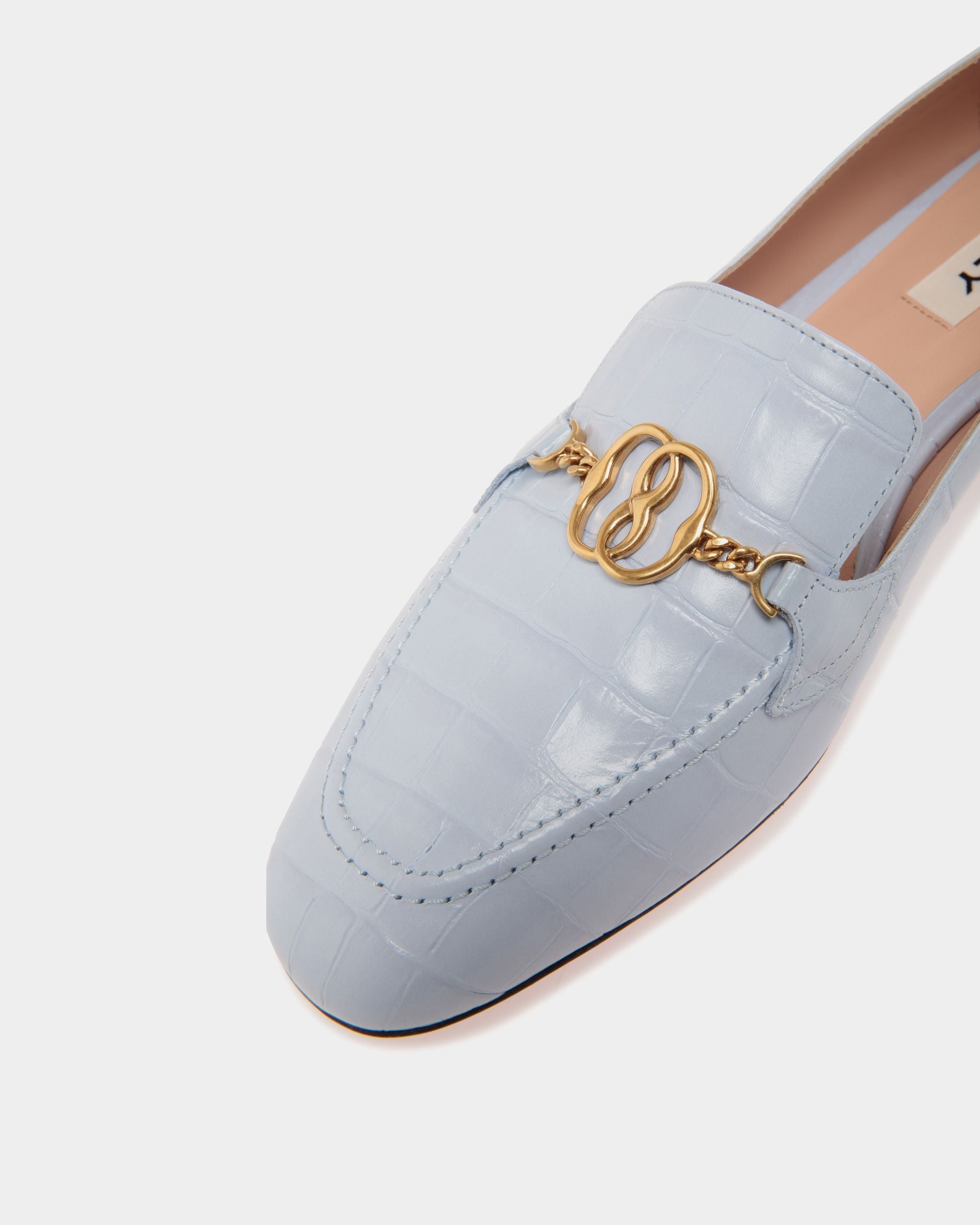 Daily Emblem Flats In Blue Leather - Femme - Bally - 05
