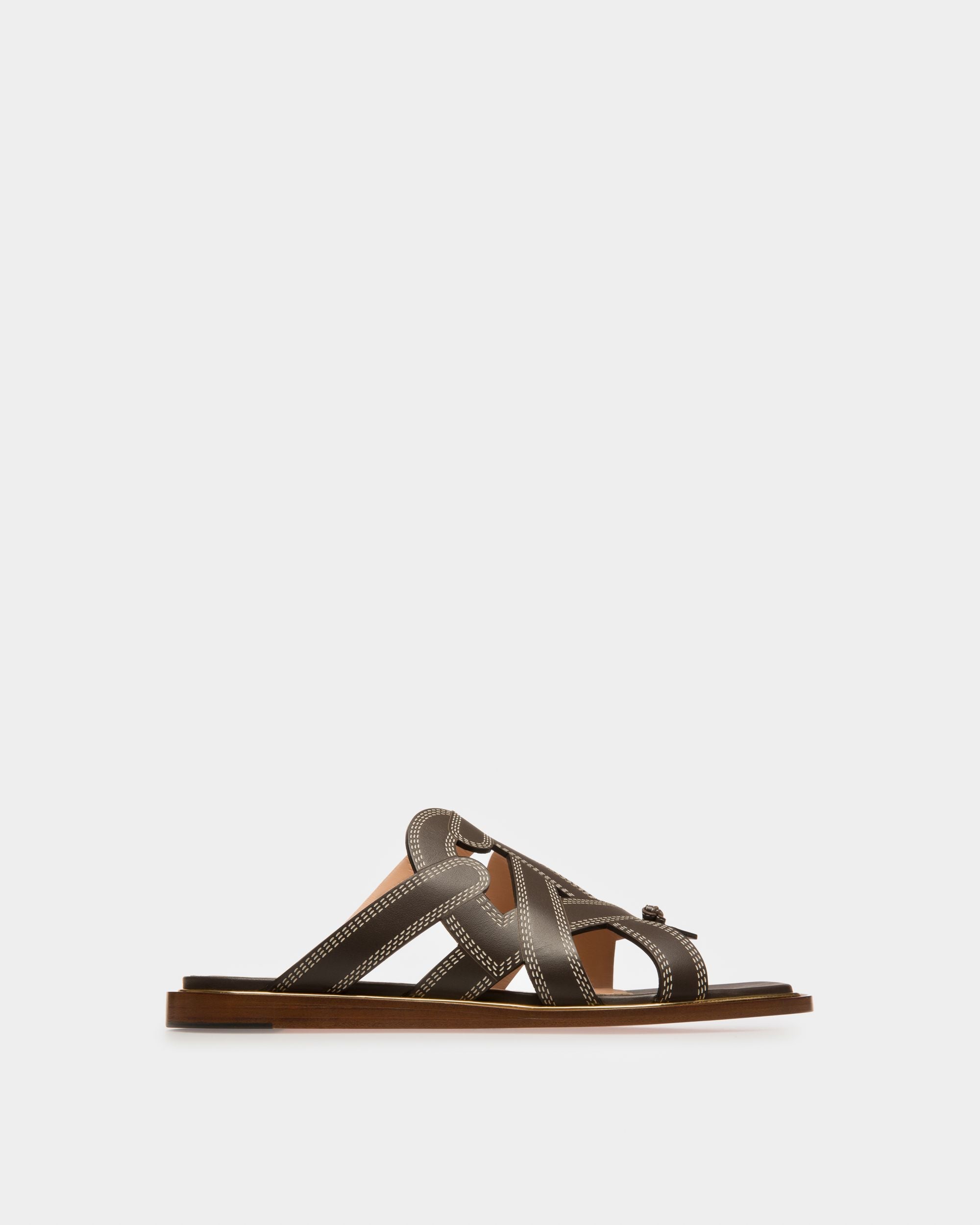 Glada Sandales Plates En Cuir Marron - Femme - Bally - 01