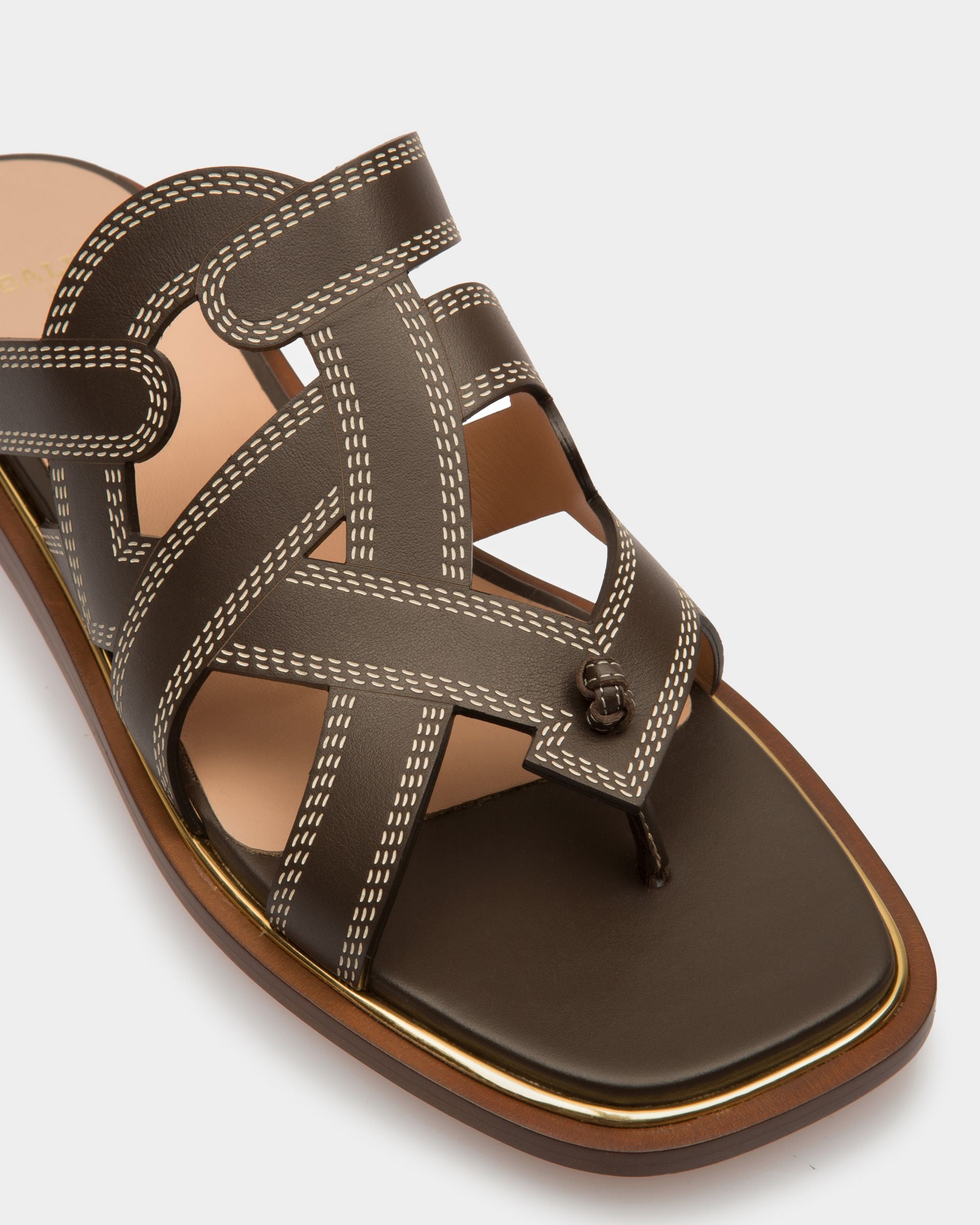 Glada Sandales Plates En Cuir Marron - Femme - Bally - 05