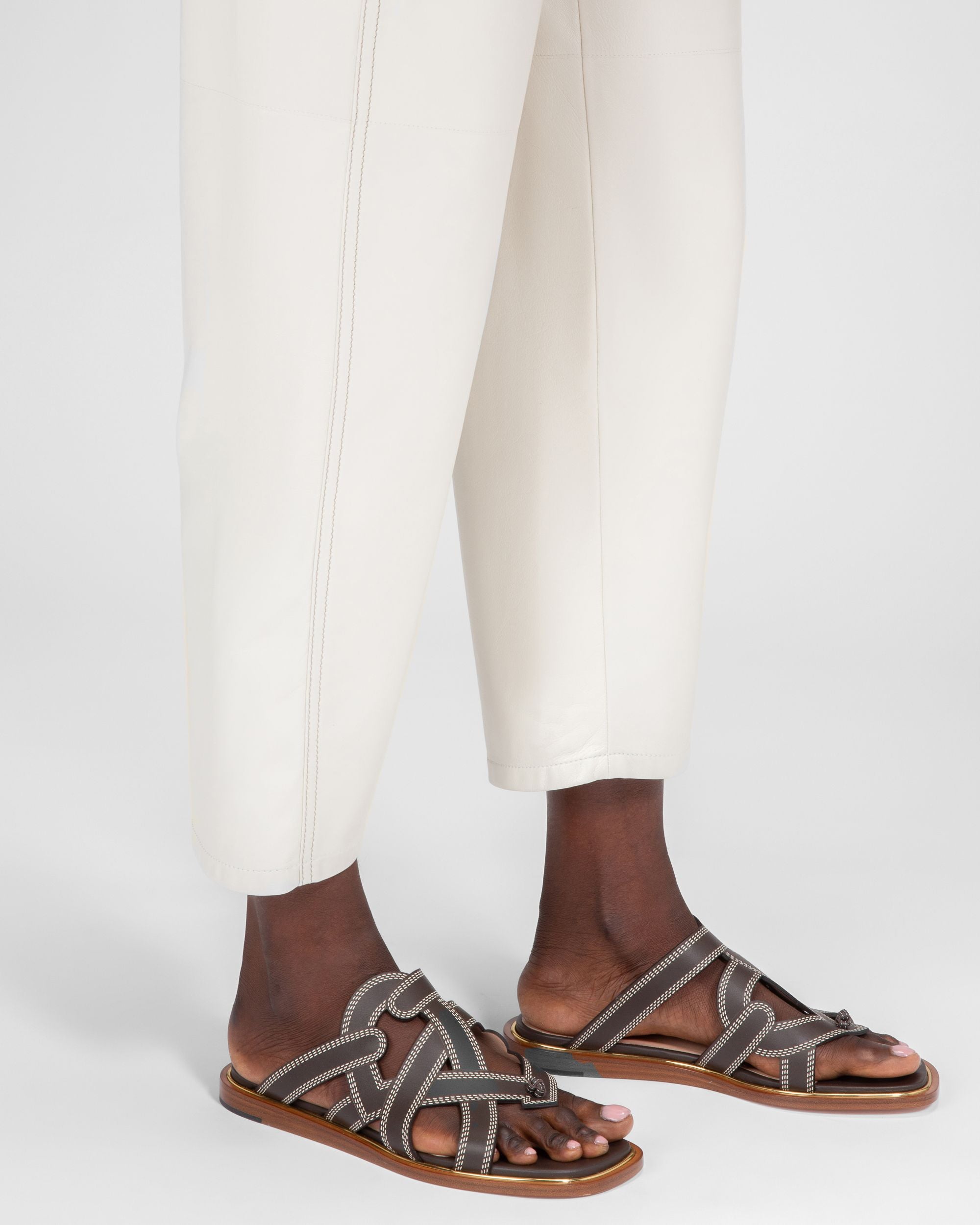 Glada Sandales Plates En Cuir Marron - Femme - Bally - 06