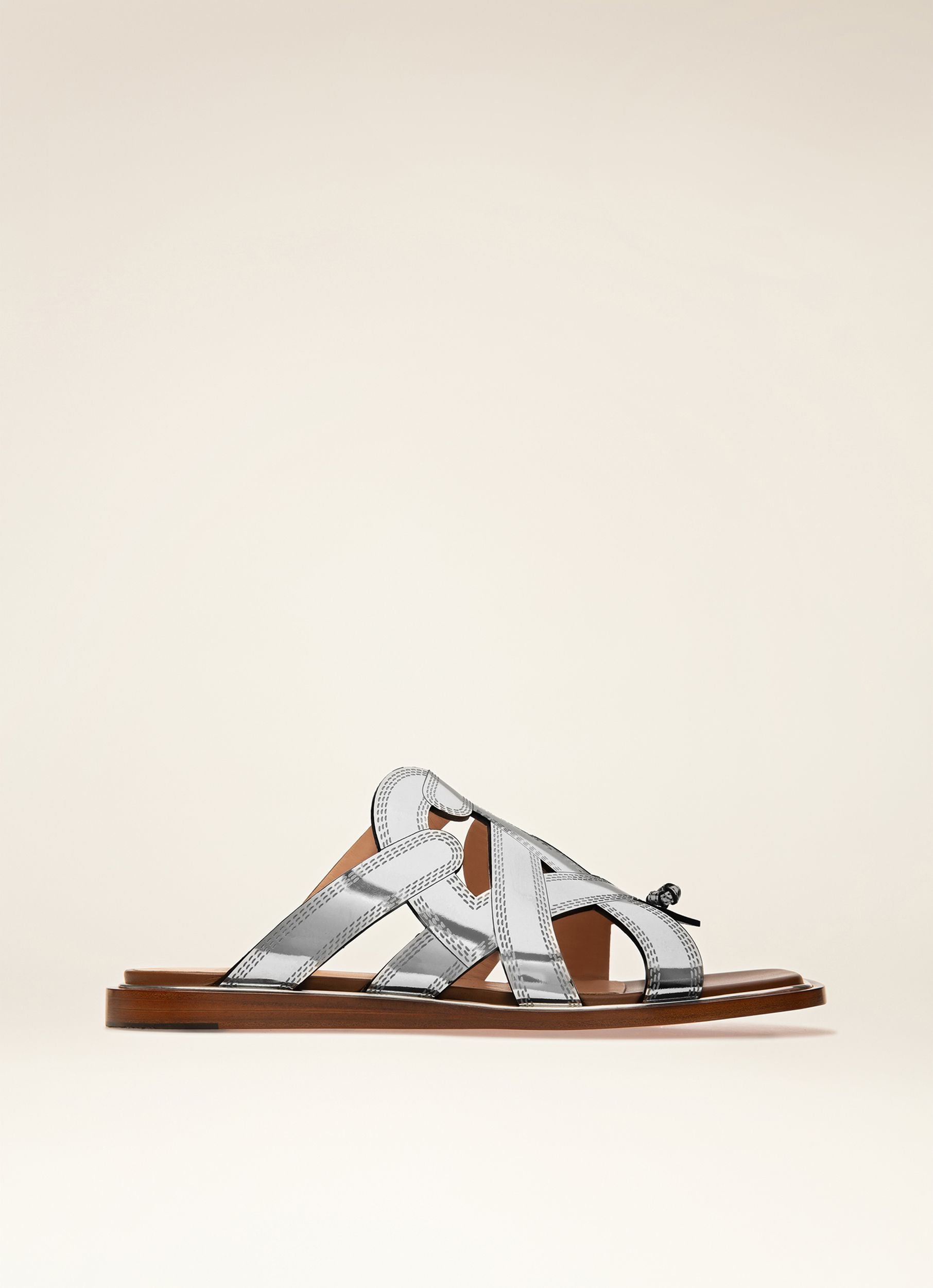 Glada Sandales Plates En Cuir Argenté - Femme - Bally - 01