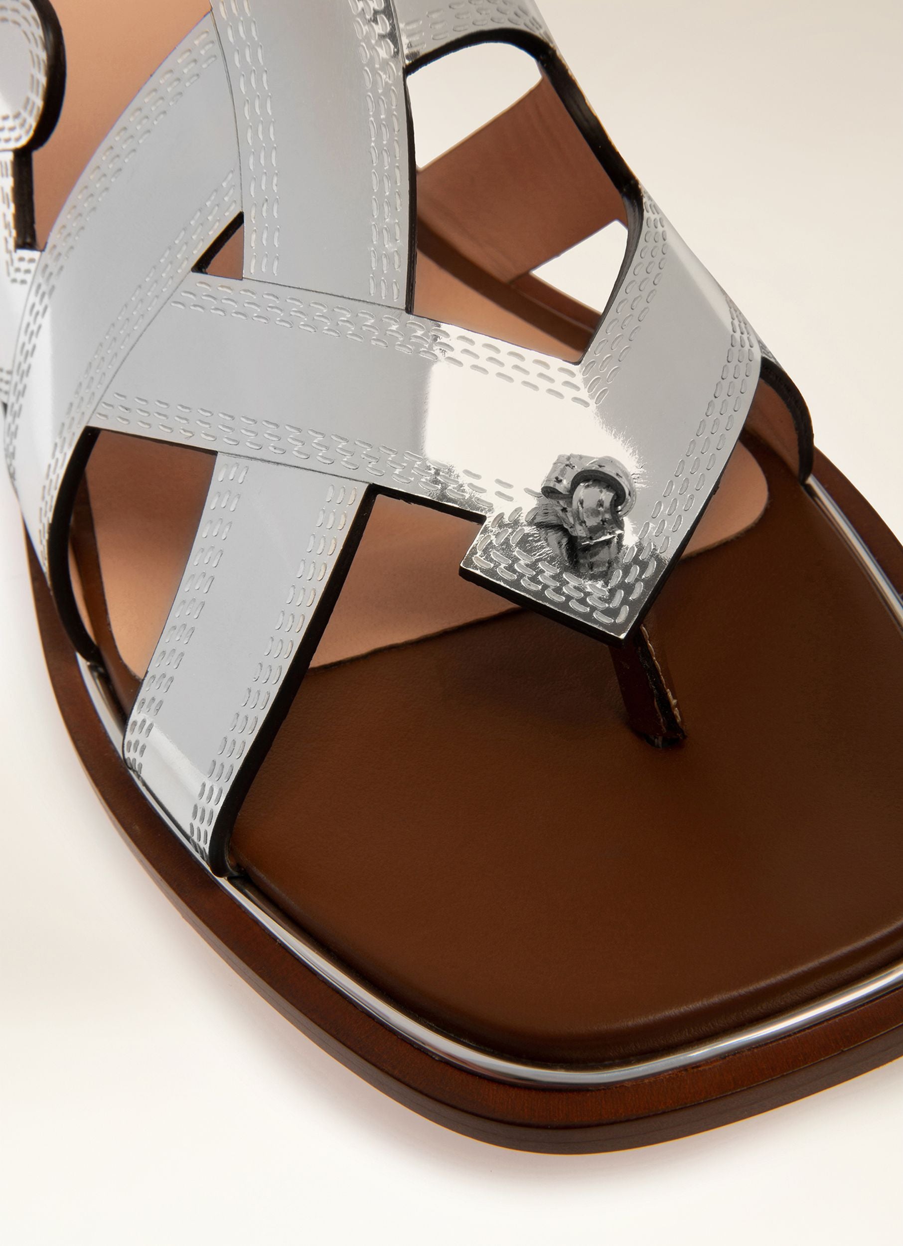 Glada Sandales Plates En Cuir Argenté - Femme - Bally - 02