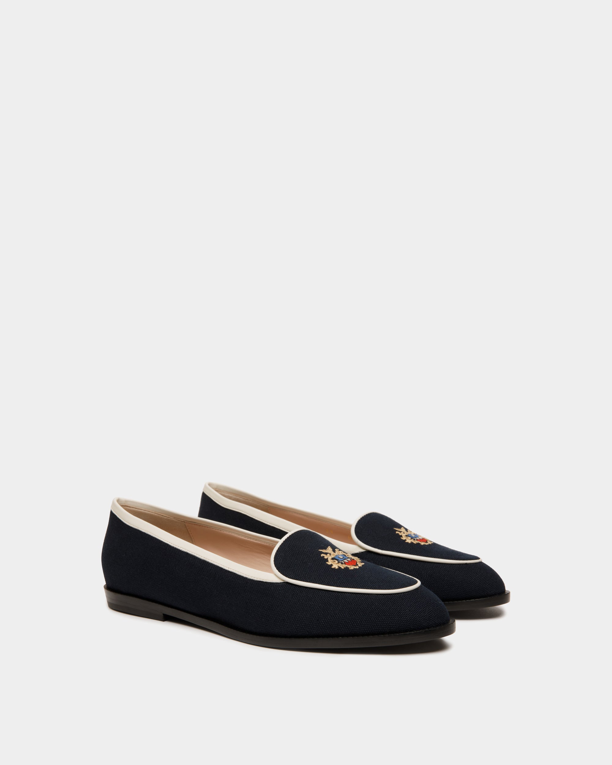 Chaussure À Talon Plat Elite En Tissu Navy Blue - Femme - Bally - 02