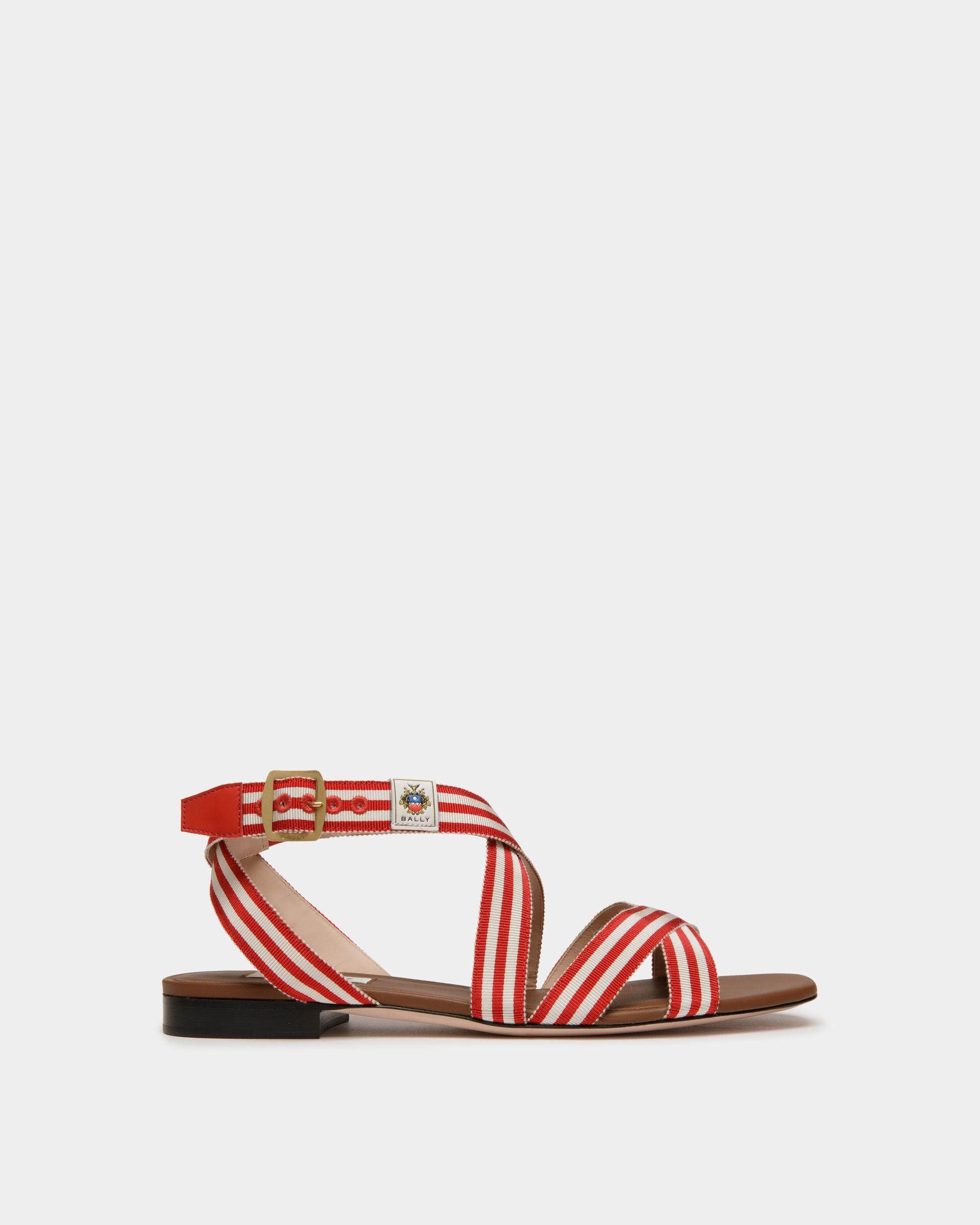 Sandale À Talon Plat Sylt En Tissu Rouge - Femme - Bally - 01