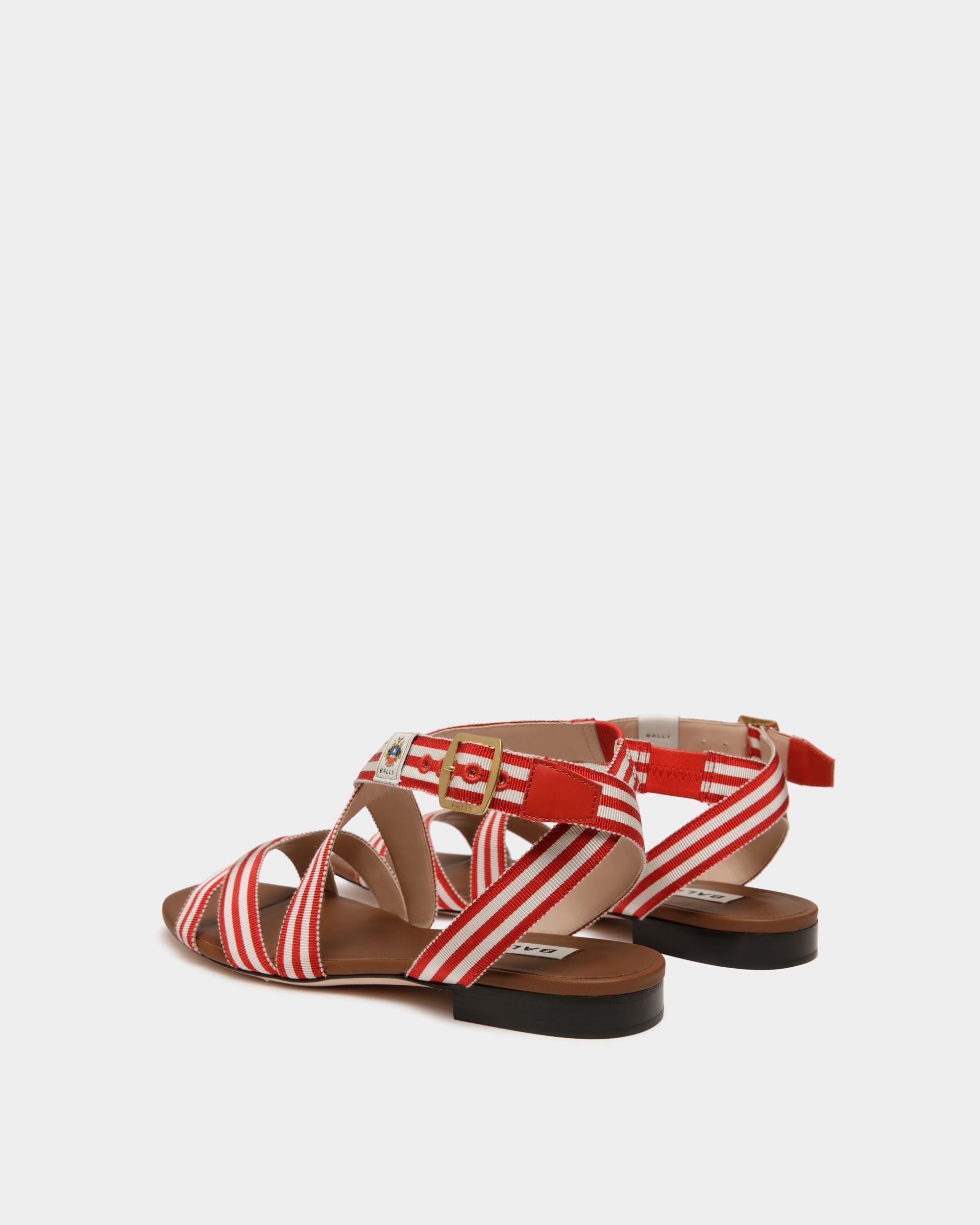 Sandale À Talon Plat Sylt En Tissu Rouge - Femme - Bally - 04