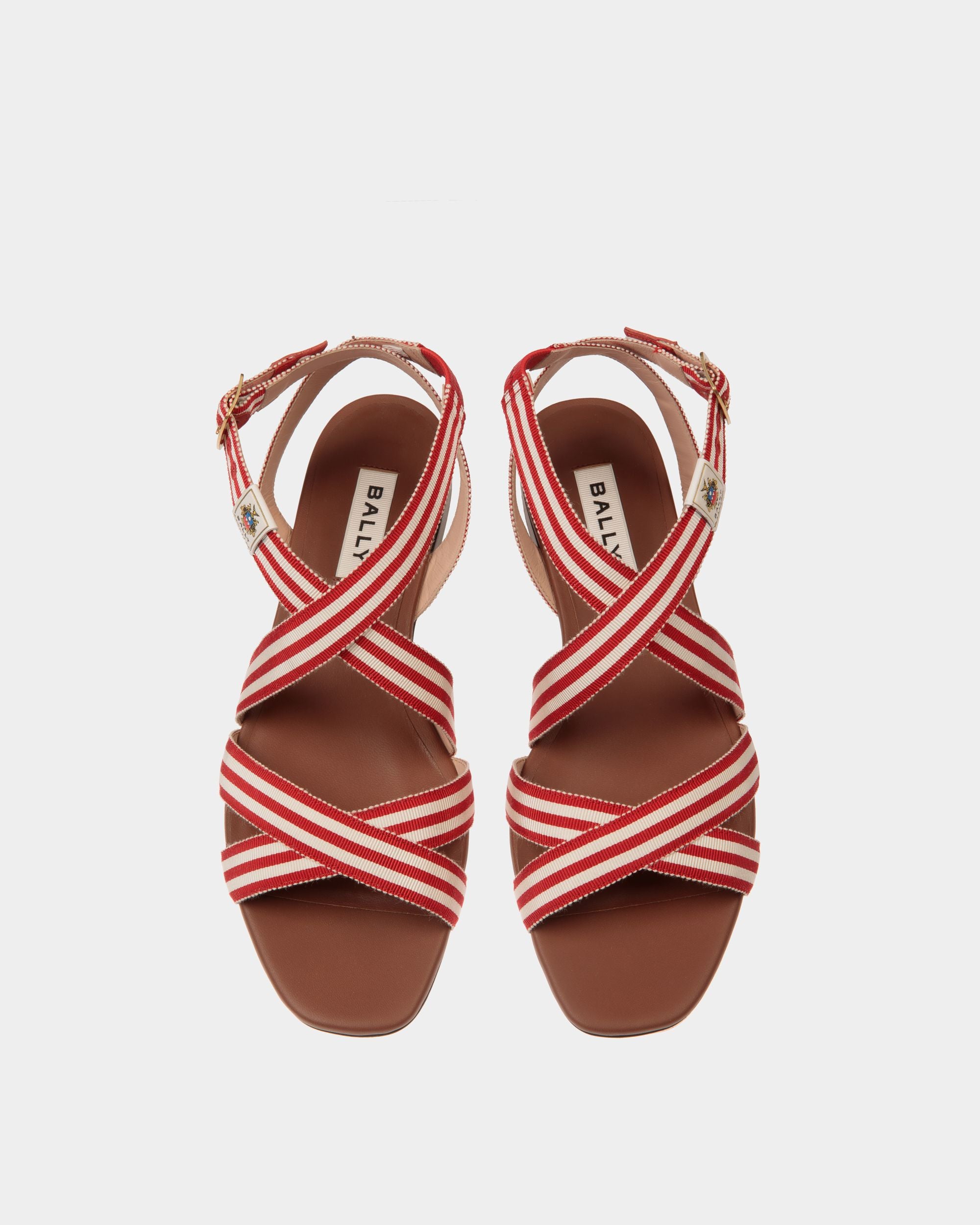 Sandale À Talon Plat Sylt En Tissu Rouge - Femme - Bally - 05
