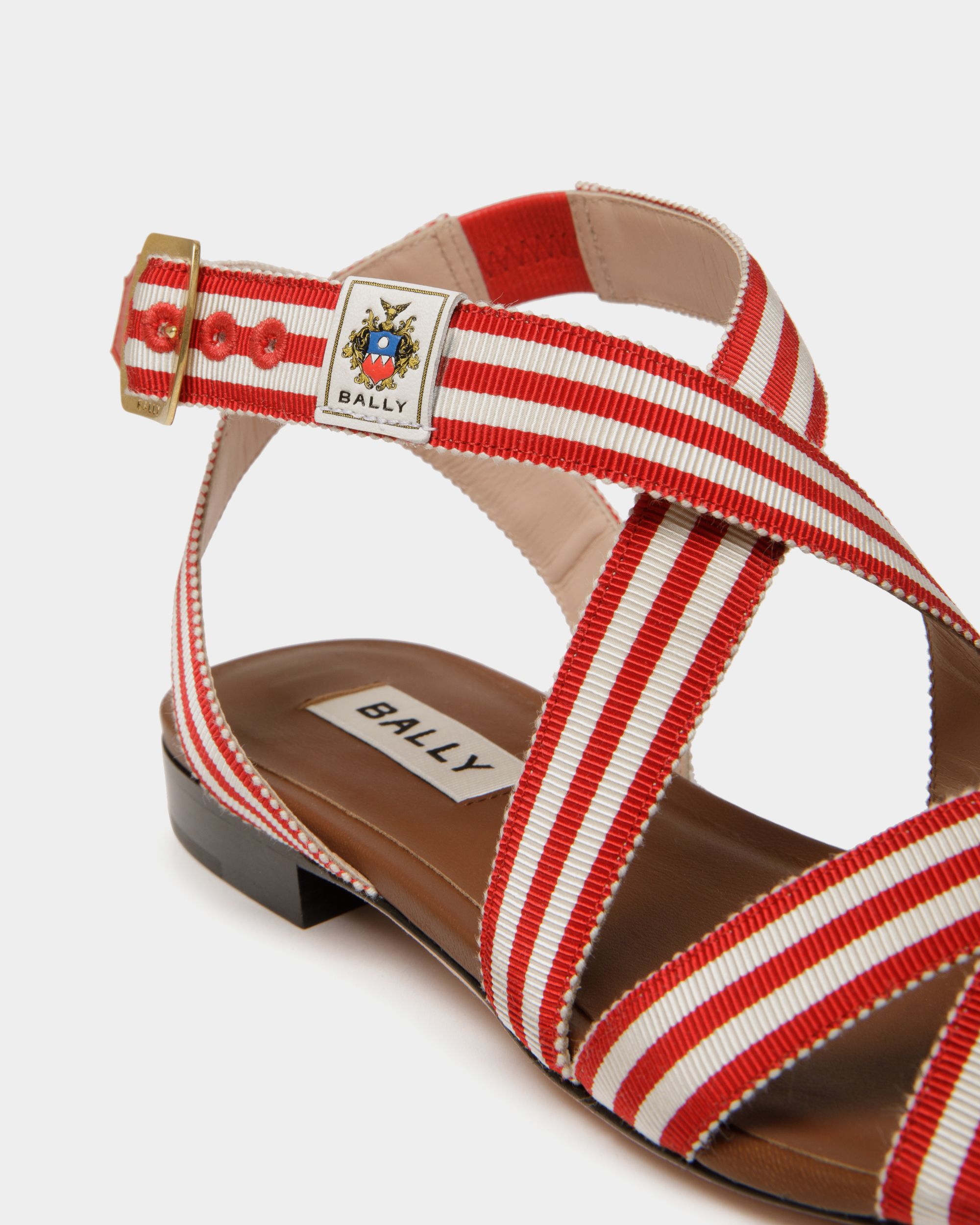 Sandale À Talon Plat Sylt En Tissu Rouge - Femme - Bally - 06