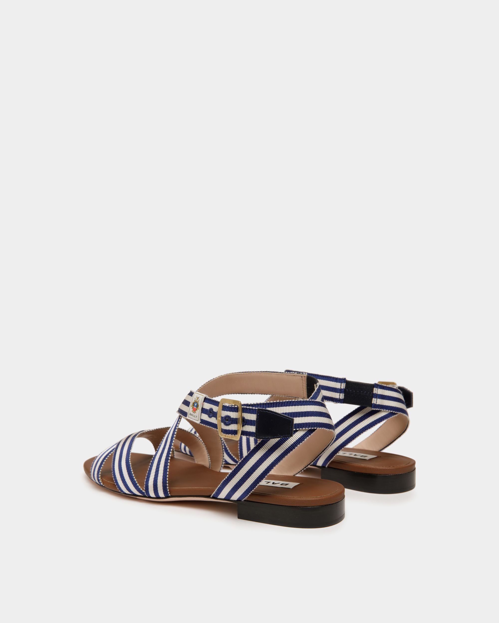 Sandale À Talon Plat Sylt En Tissu Navy Blue - Femme - Bally - 04