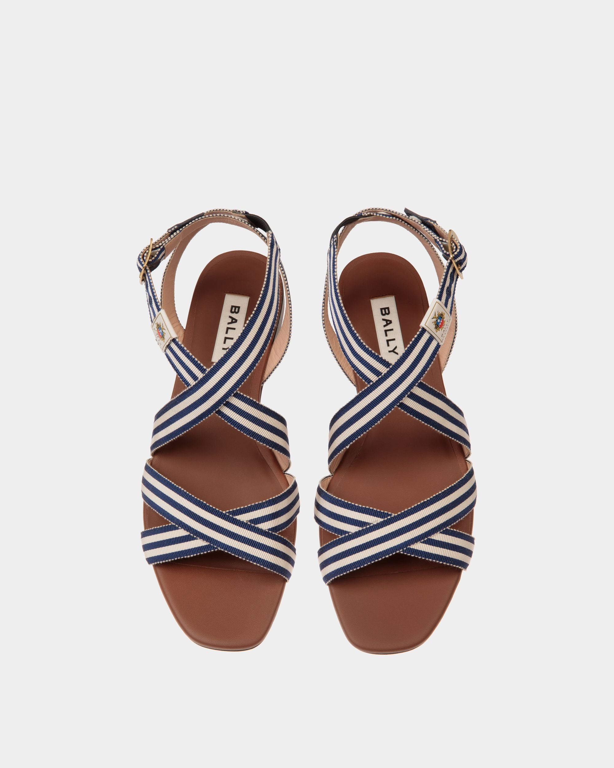 Sandale À Talon Plat Sylt En Tissu Navy Blue - Femme - Bally - 05