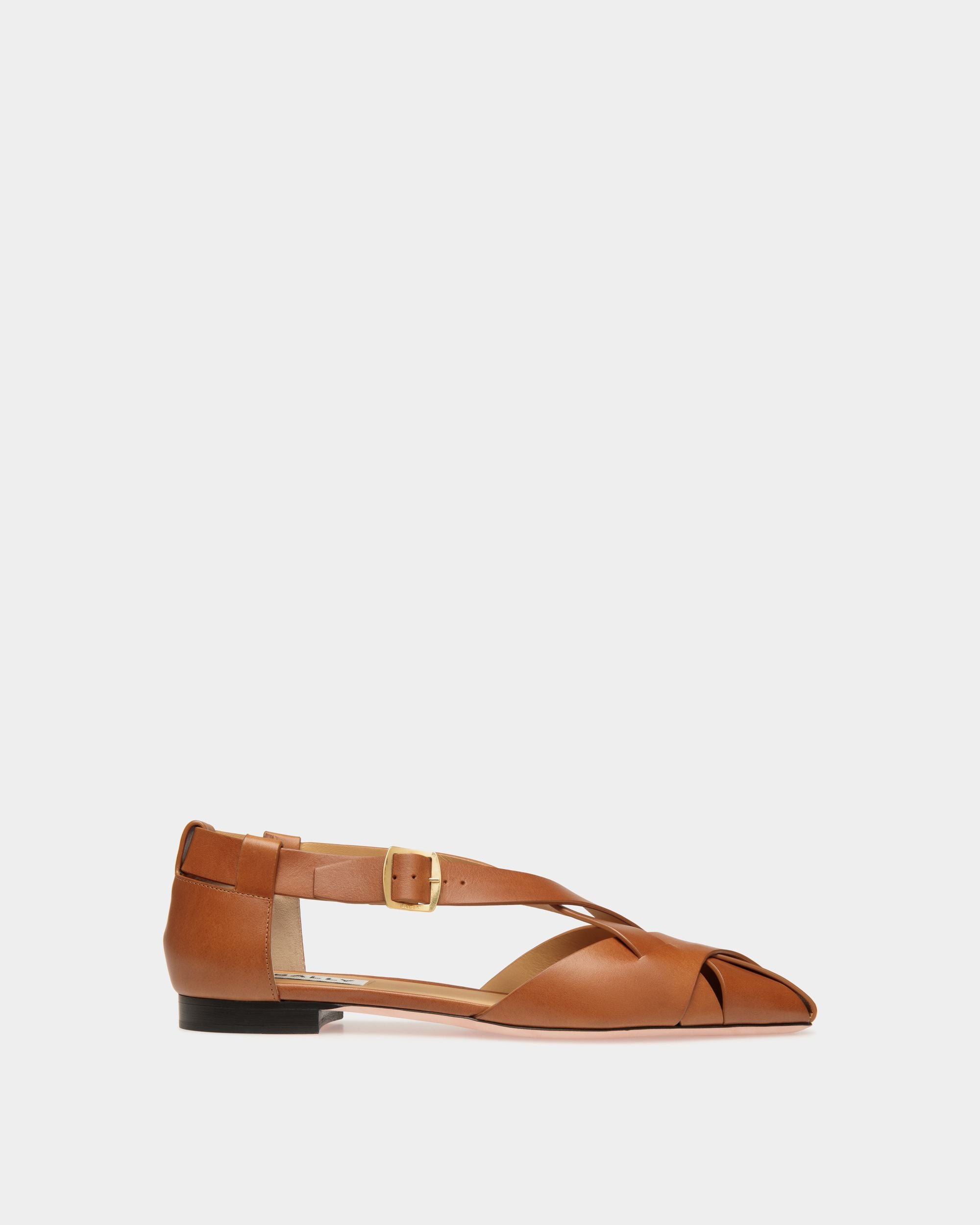 Chaussure À Talon Plat Sylt En Cuir Brossé Marron - Femme - Bally - 01