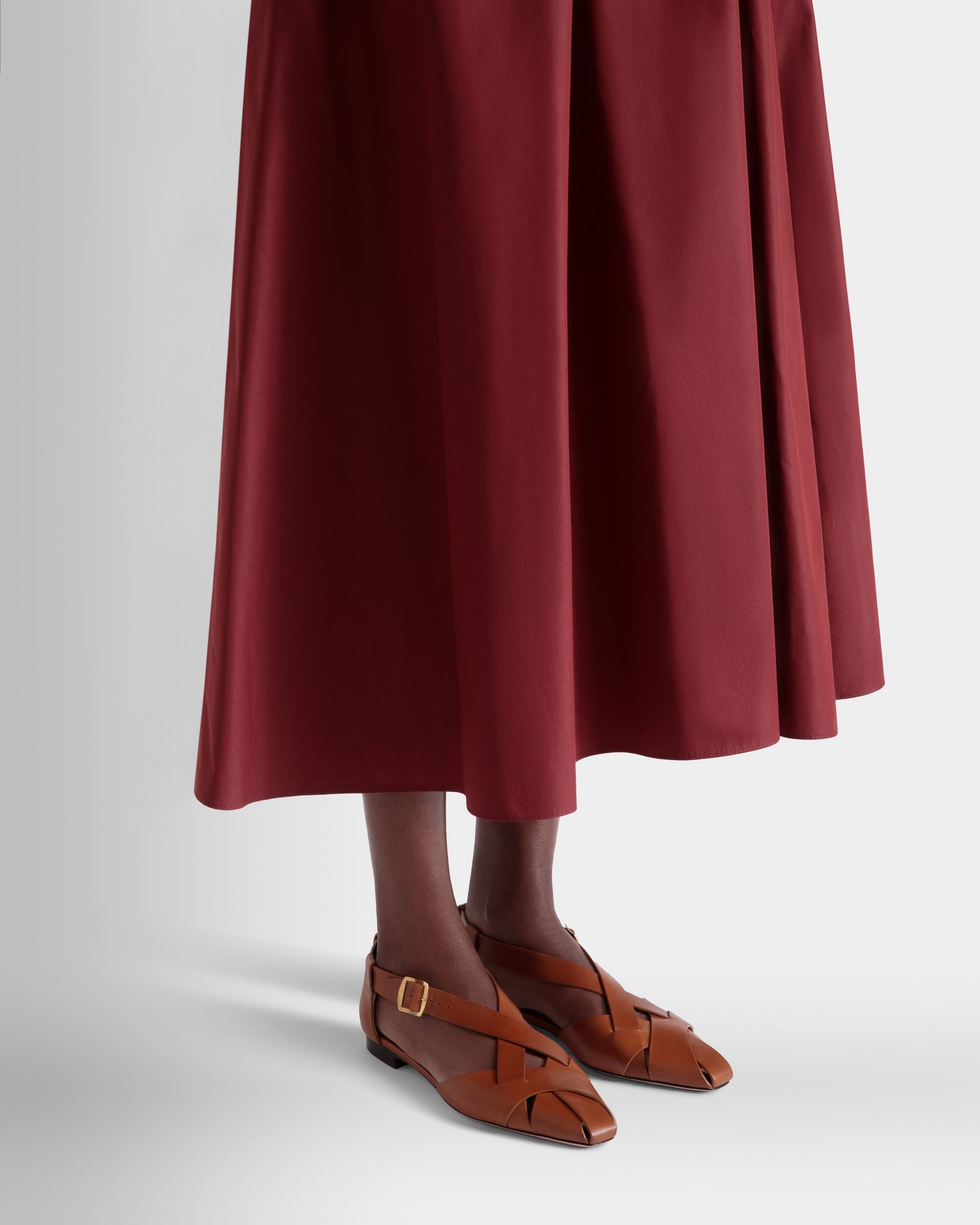 Chaussure À Talon Plat Sylt En Cuir Brossé Marron - Femme - Bally - 02