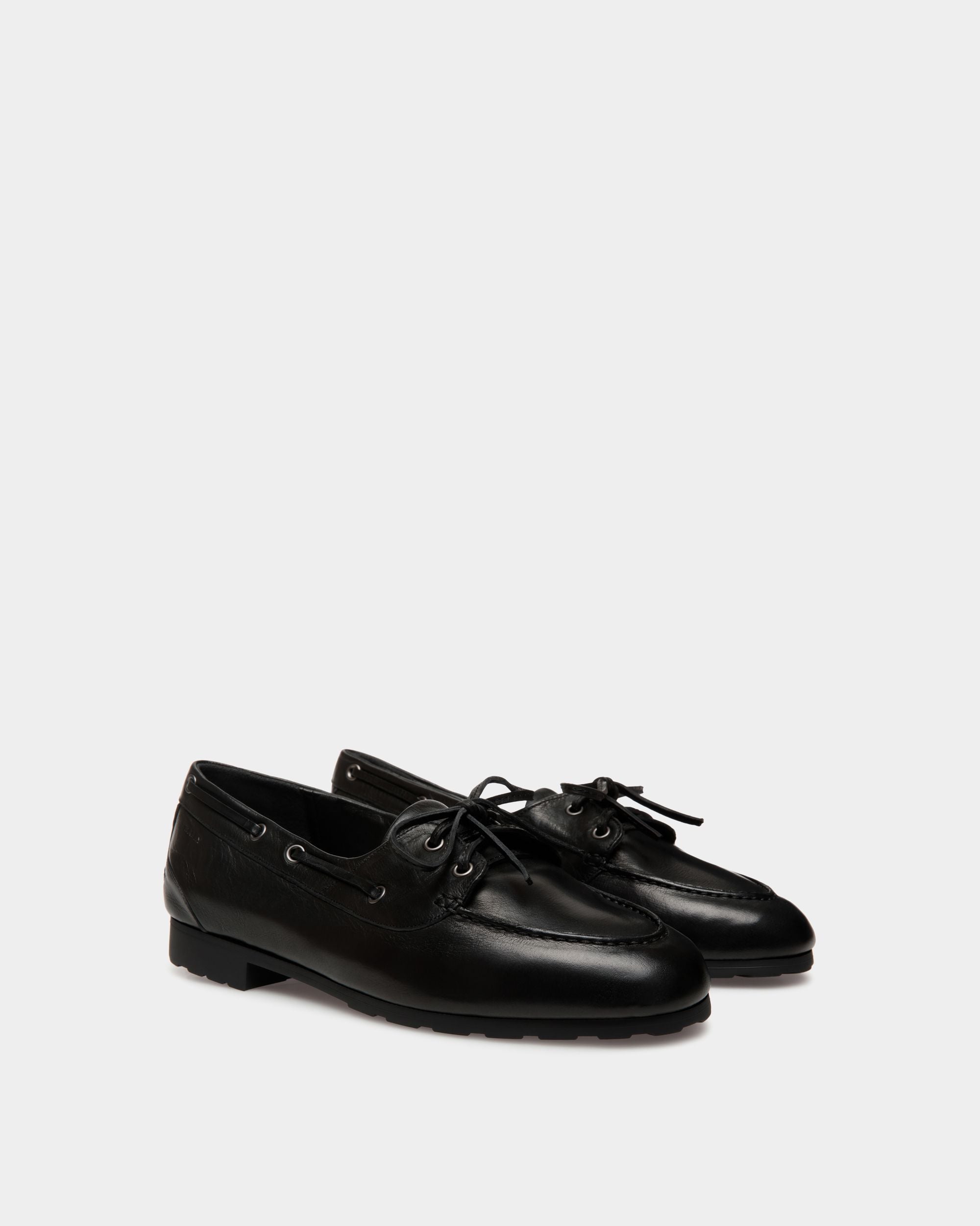 Mocassin Plume En Cuir Noir - Femme - Bally - 03