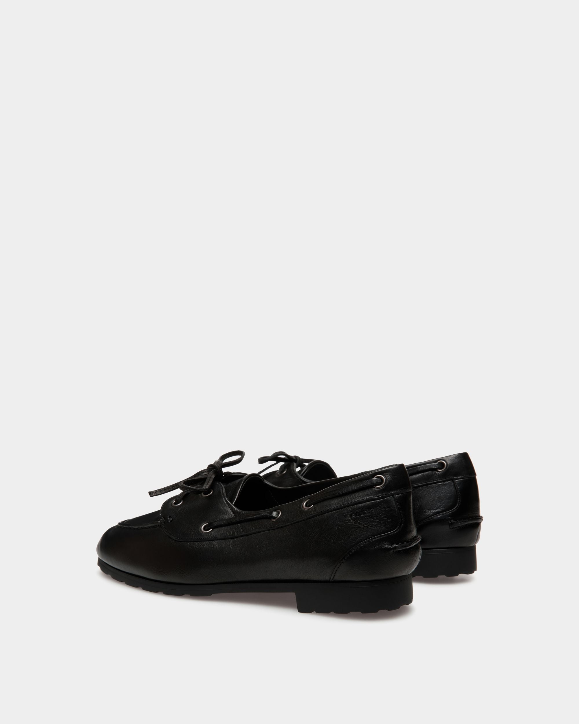 Mocassin Plume En Cuir Noir - Femme - Bally - 04