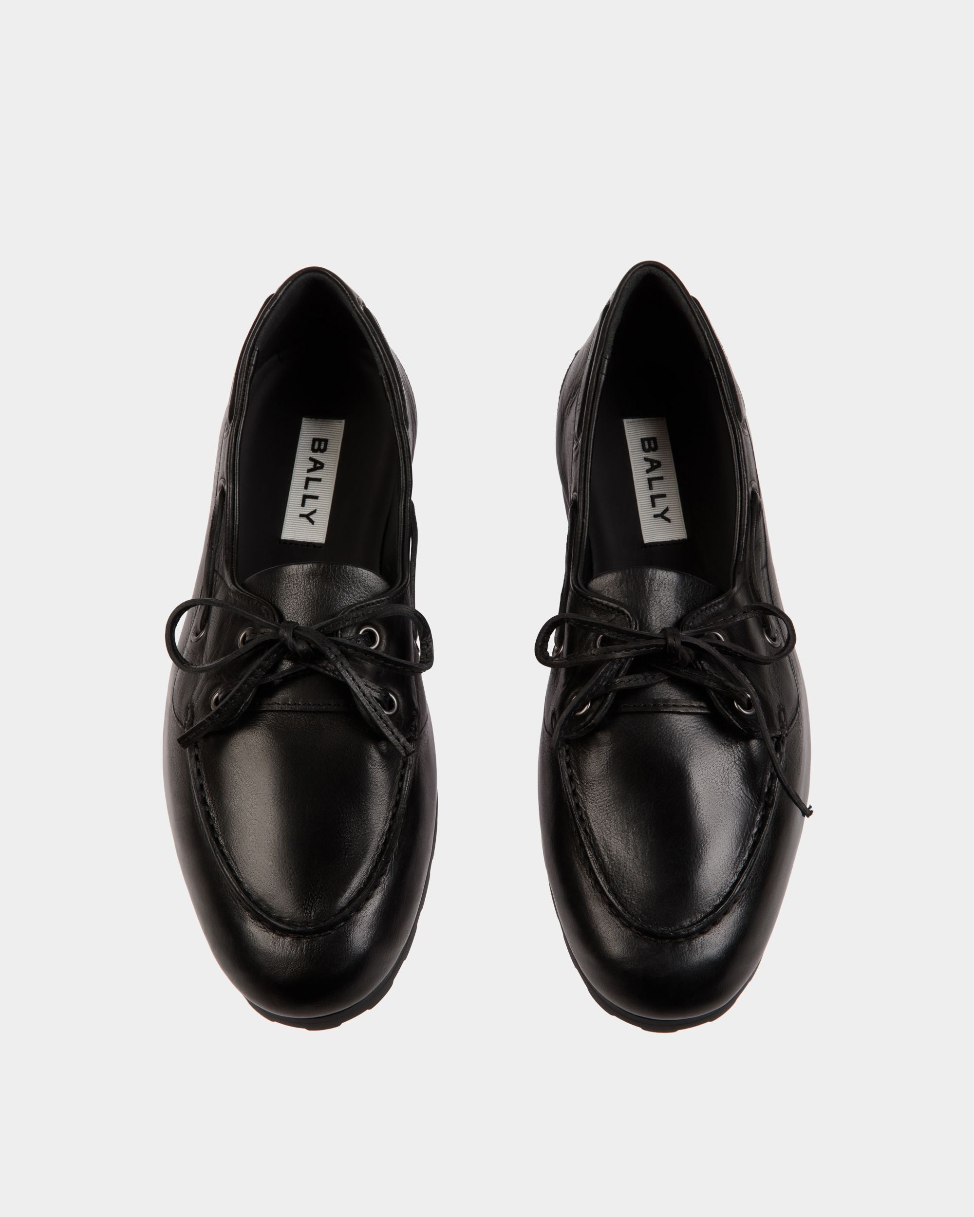 Mocassin Plume En Cuir Noir - Femme - Bally - 05