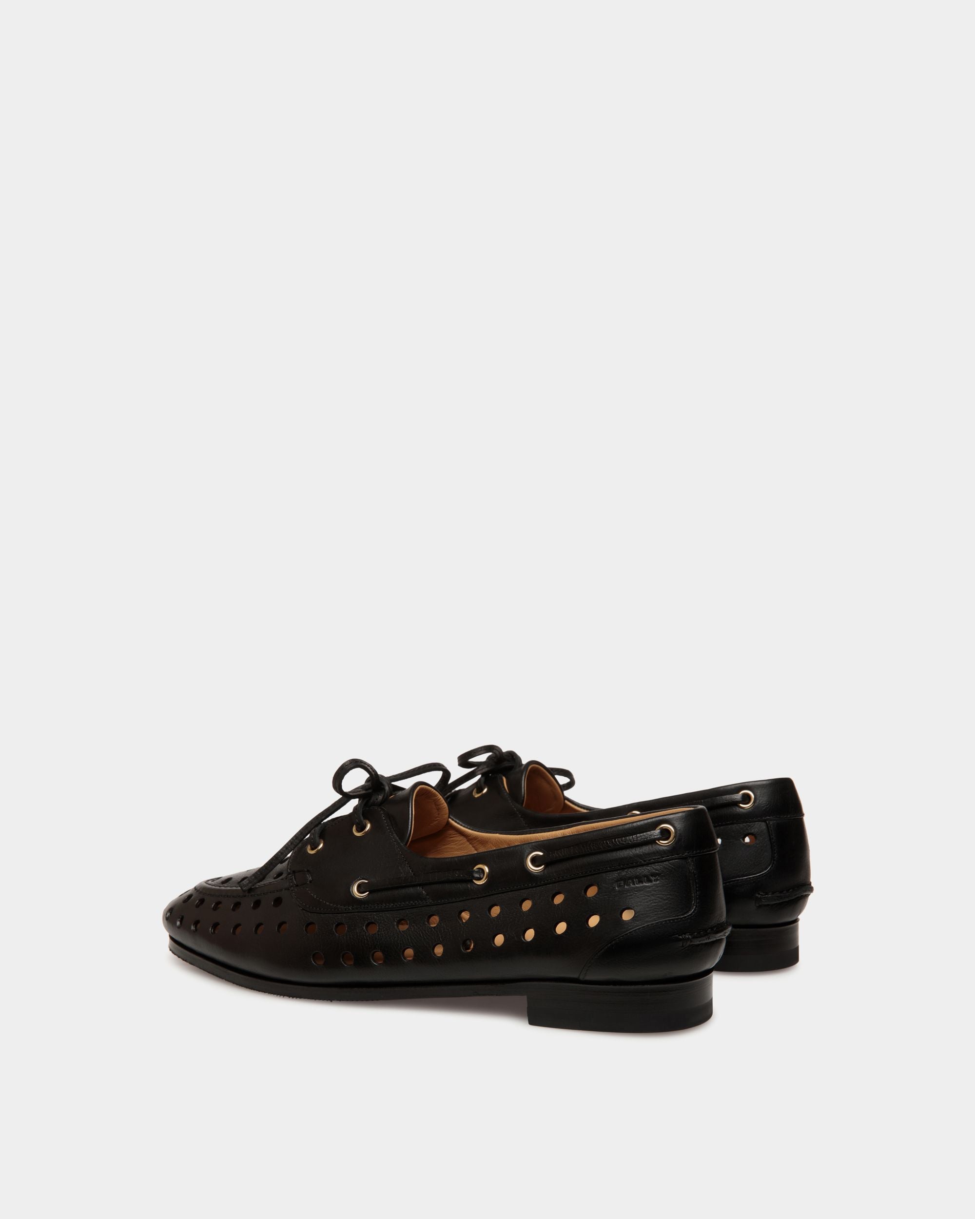 Mocassin Plume En Cuir Noir - Femme - Bally - 04