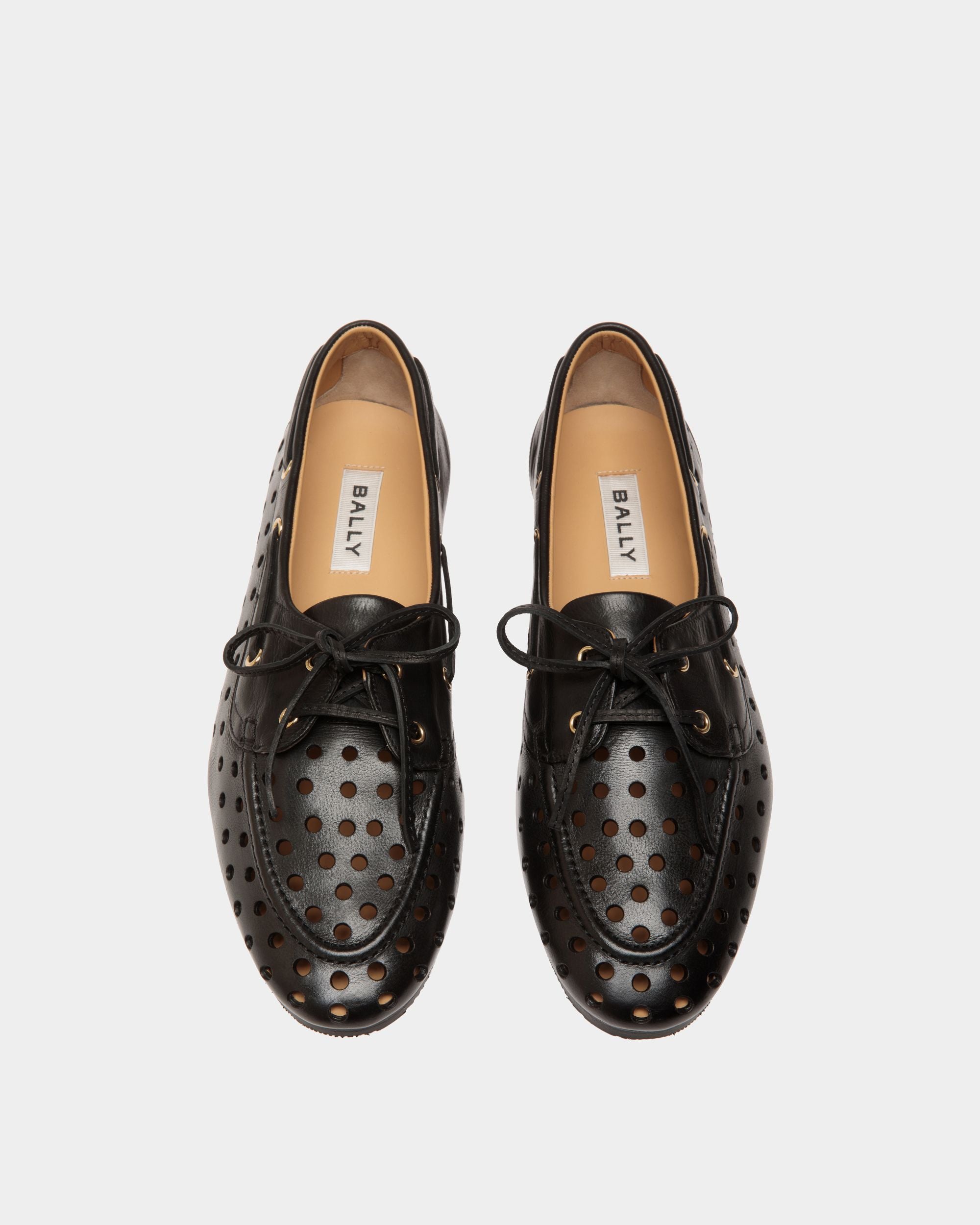 Mocassin Plume En Cuir Noir - Femme - Bally - 05