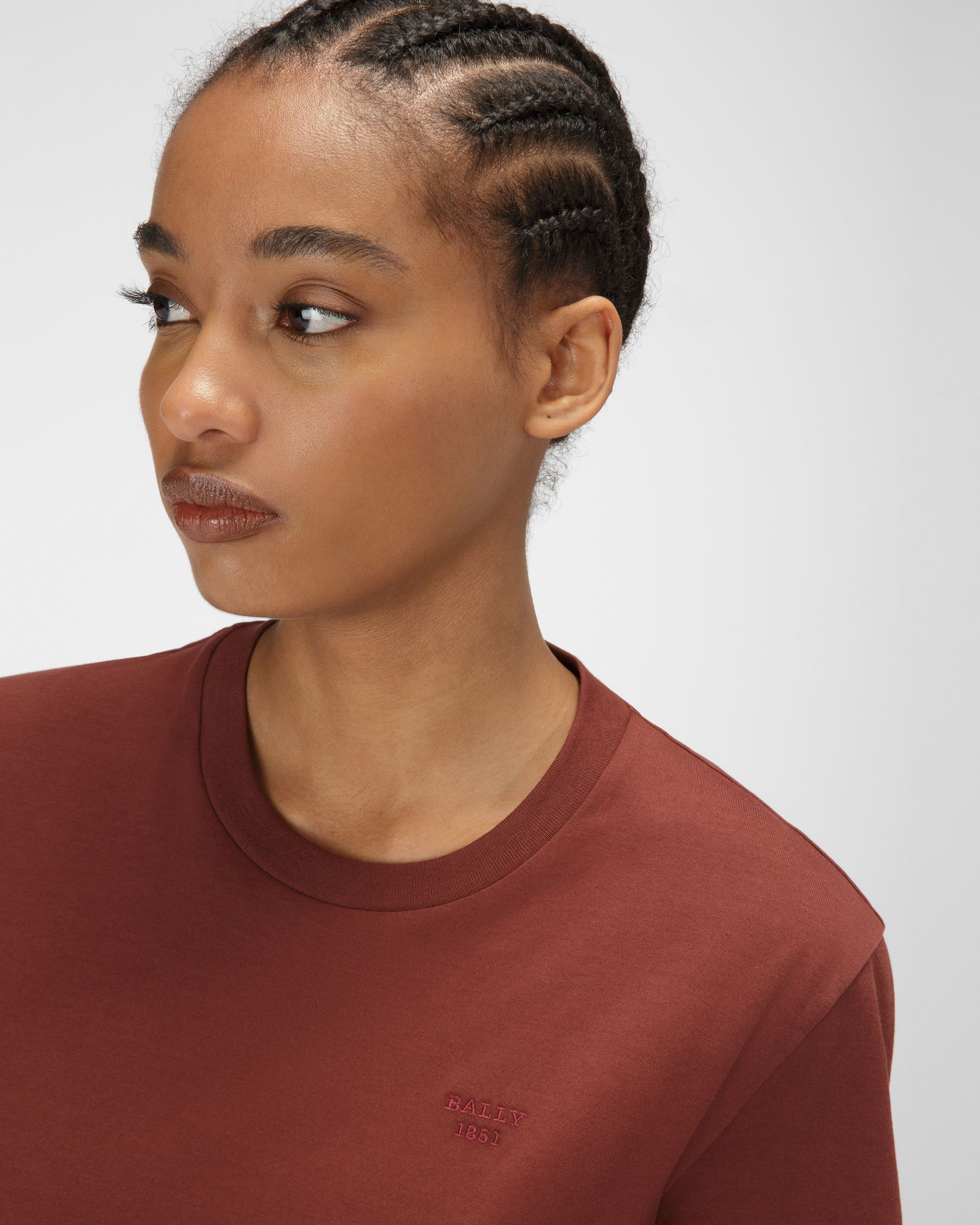 T-Shirt En Coton Biologique Rouge Héritage - Femme - Bally - 02