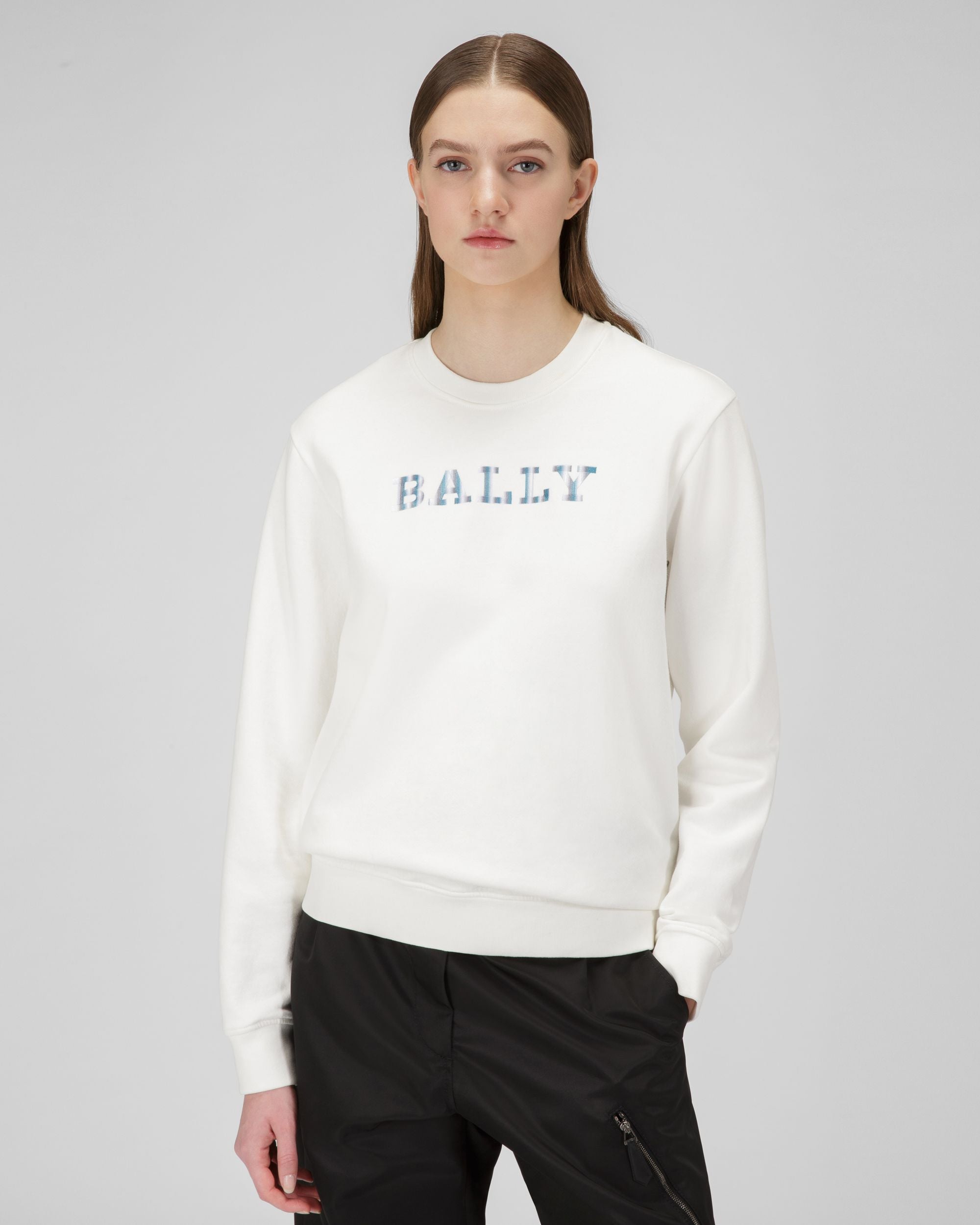 Sweat-Shirt En Coton Biologique Mélangé Ivoire - Femme - Bally - 01