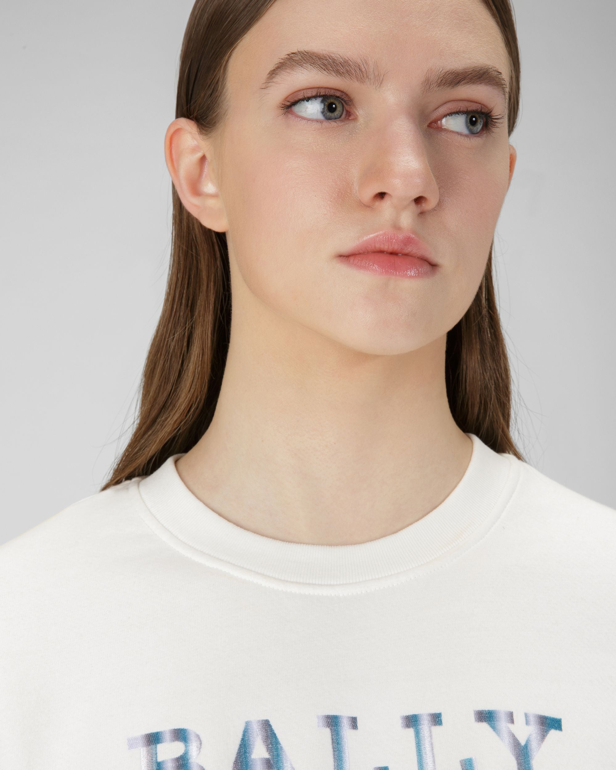 Sweat-Shirt En Coton Biologique Mélangé Ivoire - Femme - Bally - 02
