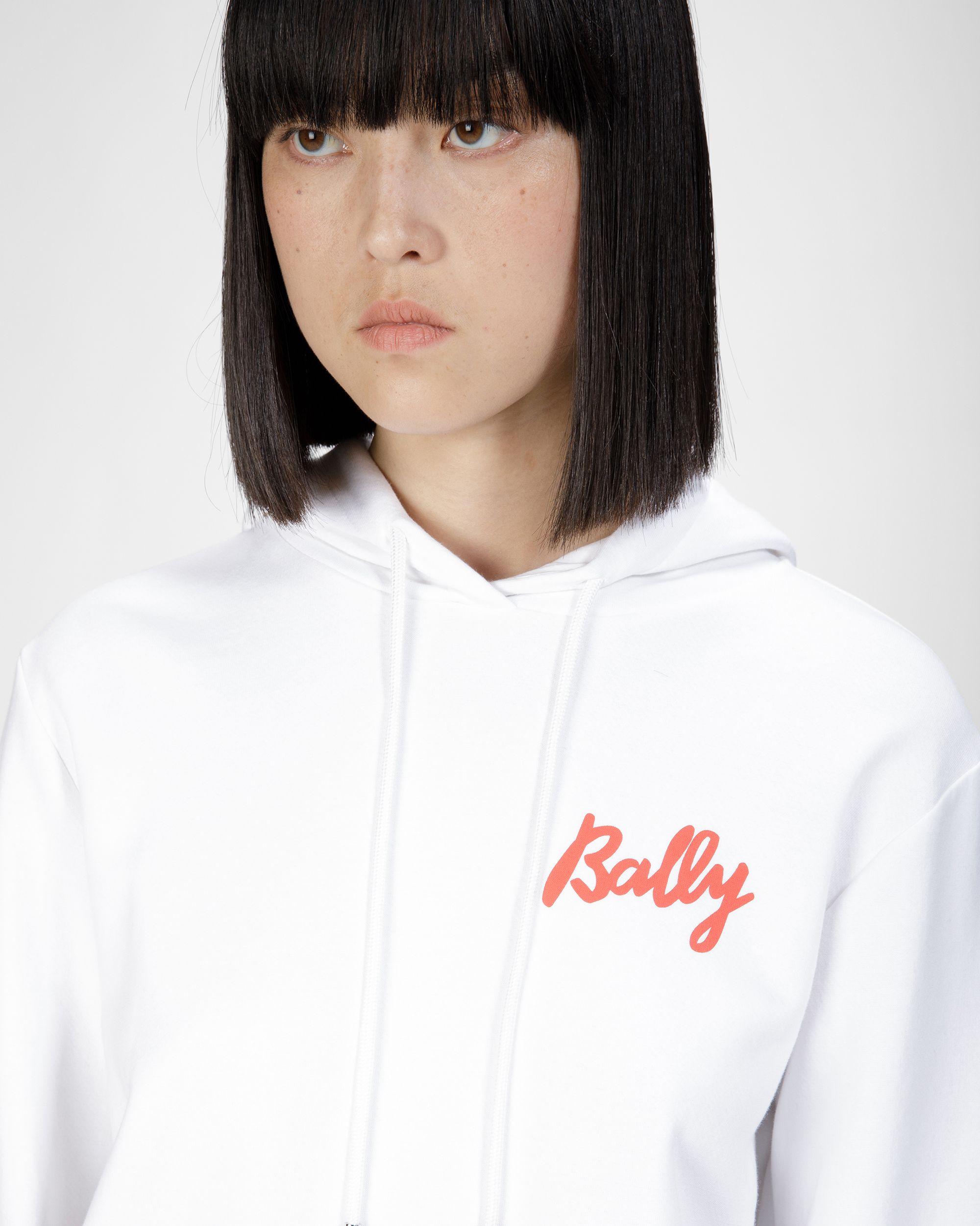 Sweat-Shirt En Molleton De Coton Mélangé Blanc Et Orange - Femme - Bally - 04