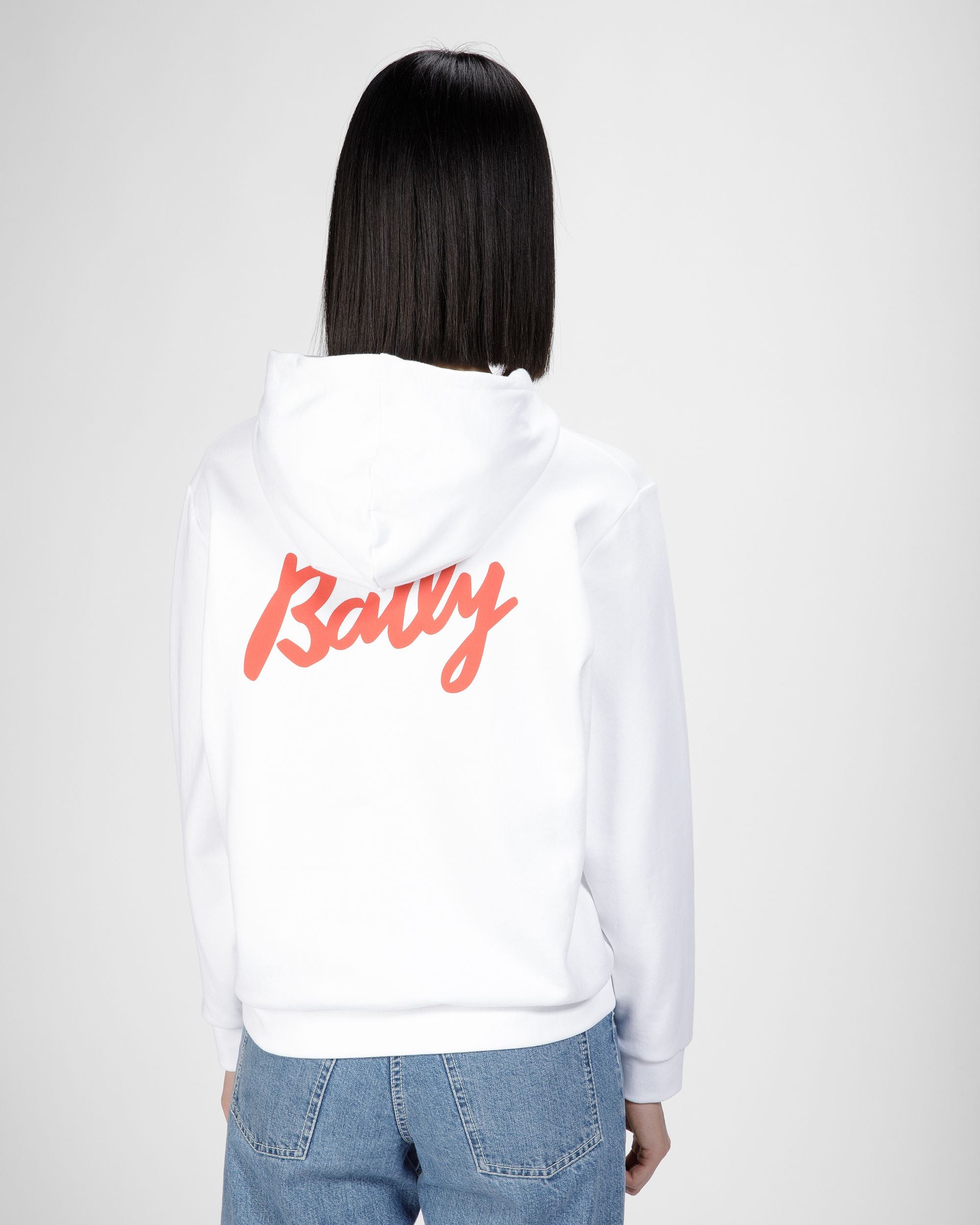 Sweat-Shirt En Molleton De Coton Mélangé Blanc Et Orange - Femme - Bally - 05