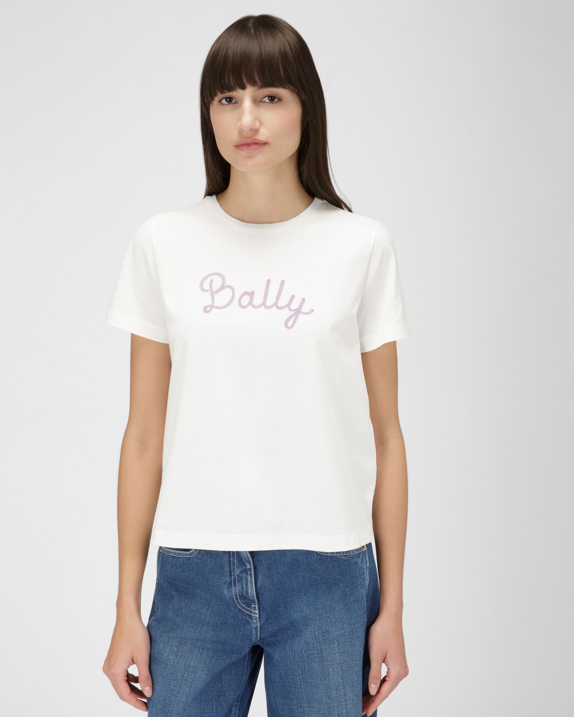 T-Shirt En Coton Ivoire - Femme - Bally - 01